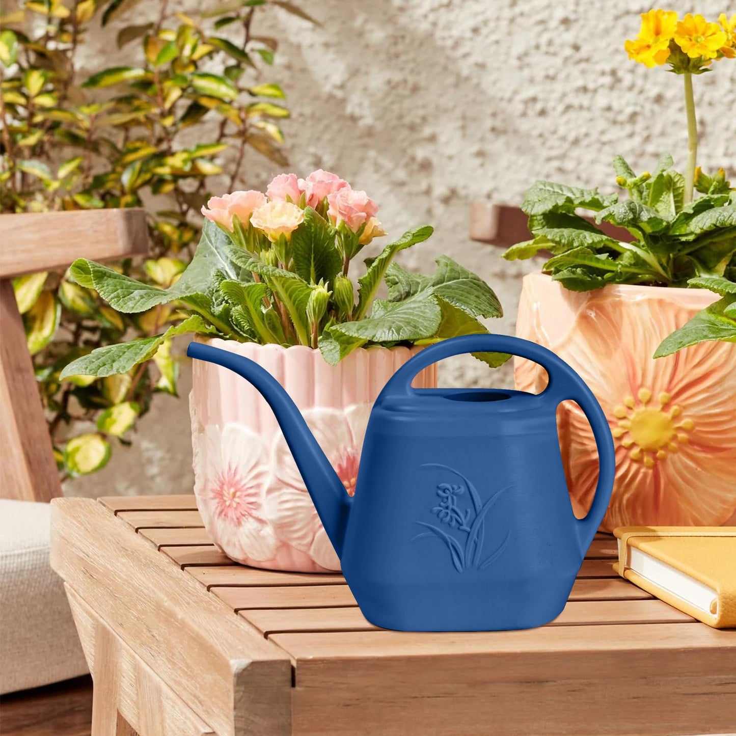 VKPLITE Plastic Watering Can - for Indoor and Outdoor Home Garden Plants - with Long Spout - Blue - 1/2 Gallon