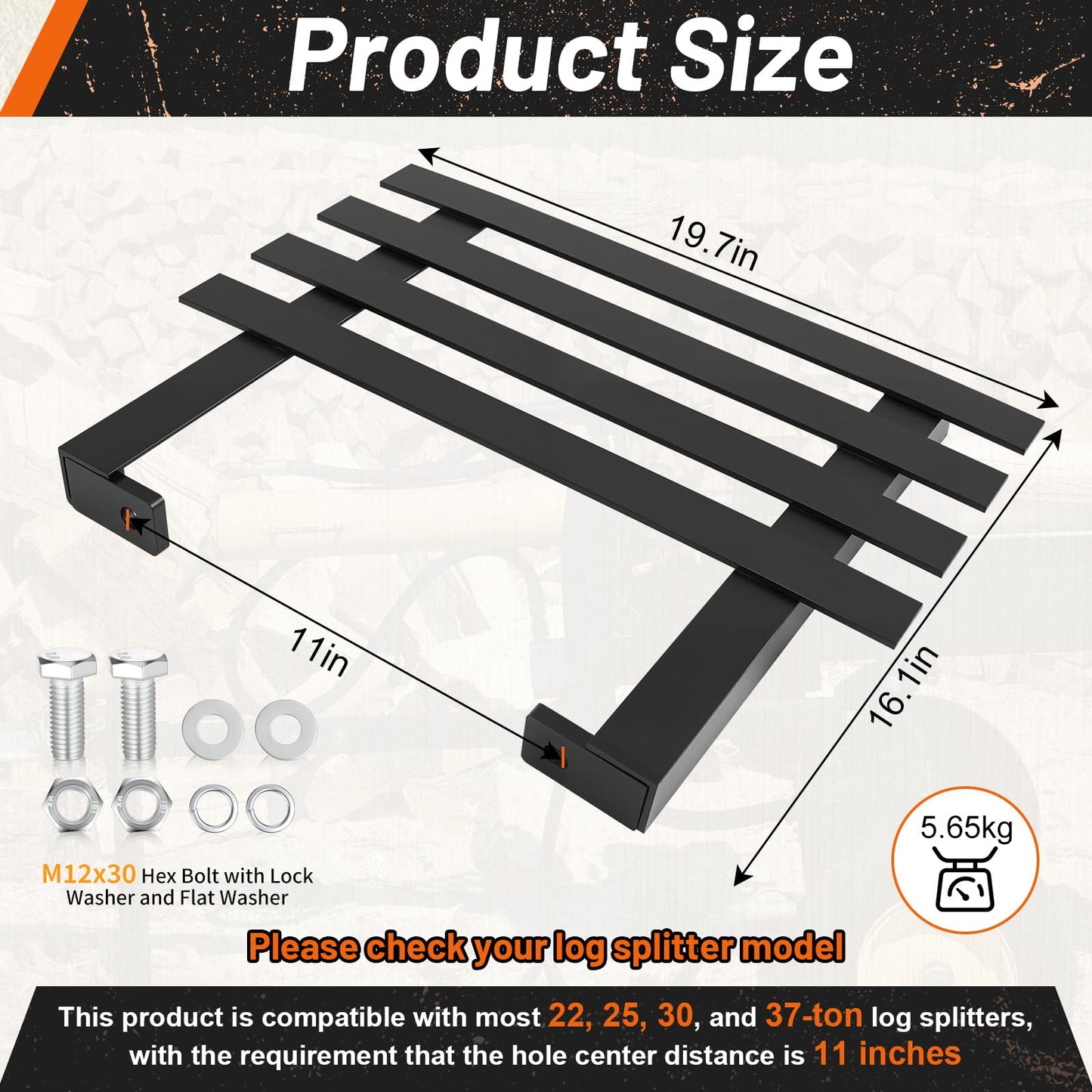 Frienda 2 Pack Log Catcher for Splitter Heavy Duty Metal Log Rack Catcher Splitter Part Accessories Tool, 11" Hole Center Distance