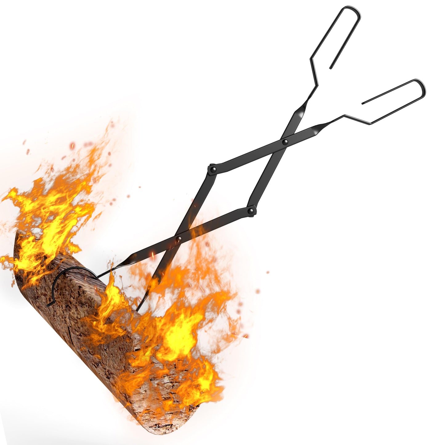 Kingson Arc Design Fireplace Tools, 26'' Firewood Tongs Log Grabber with Handcrafted Wrought Iron for Indoor Fireplace/Outdoor Fire Pit Campfire