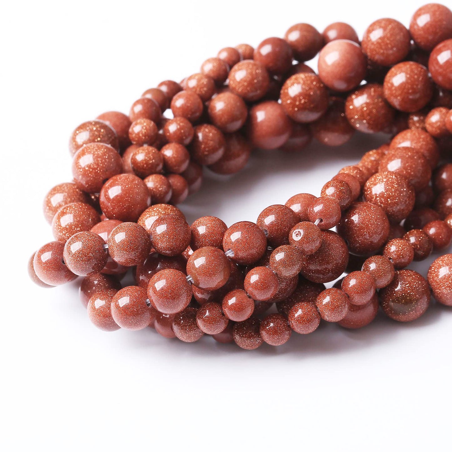 45PCS 8MM Natural Gold Sand Stone Beads Energy Healing Beads for DIY Jewelry Bracelet Necklace Making for Jewelry Making15Inch