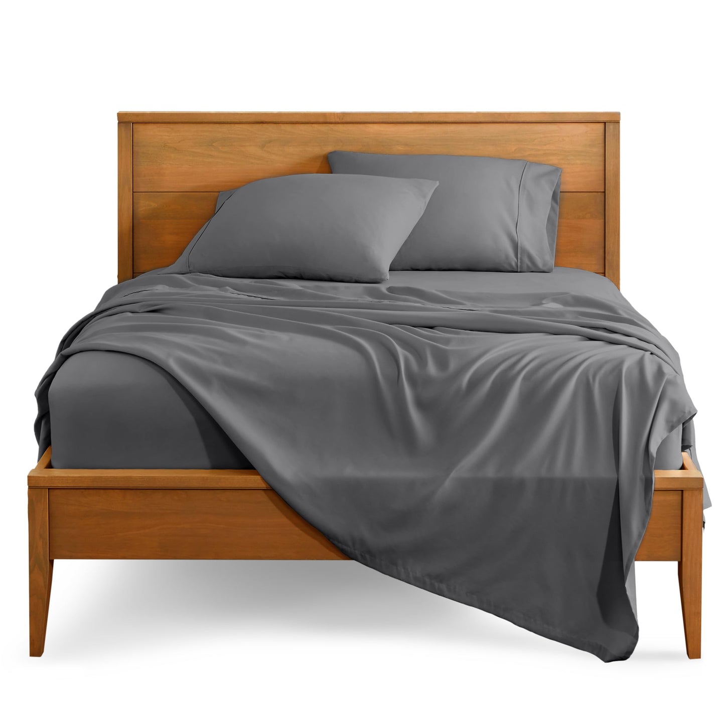 Bare Home Queen Sheet Set - 1800 Ultra-Soft Microfiber Queen Bed Sheets - Double Brushed - Deep Pockets - Easy Fit - 4 Piece Set - Bedding Sheets & Pillowcases (Queen, Grey)