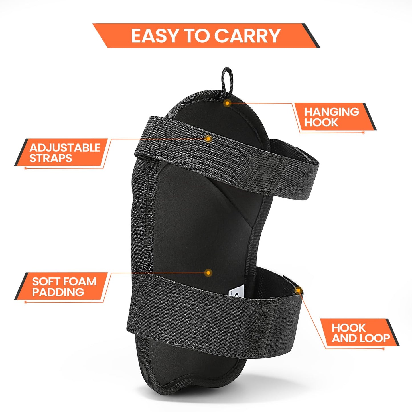 TUFFWORX Professional Knee Pads with Adjustable Straps, Kneepad Heavy Duty Foam Padding, Black