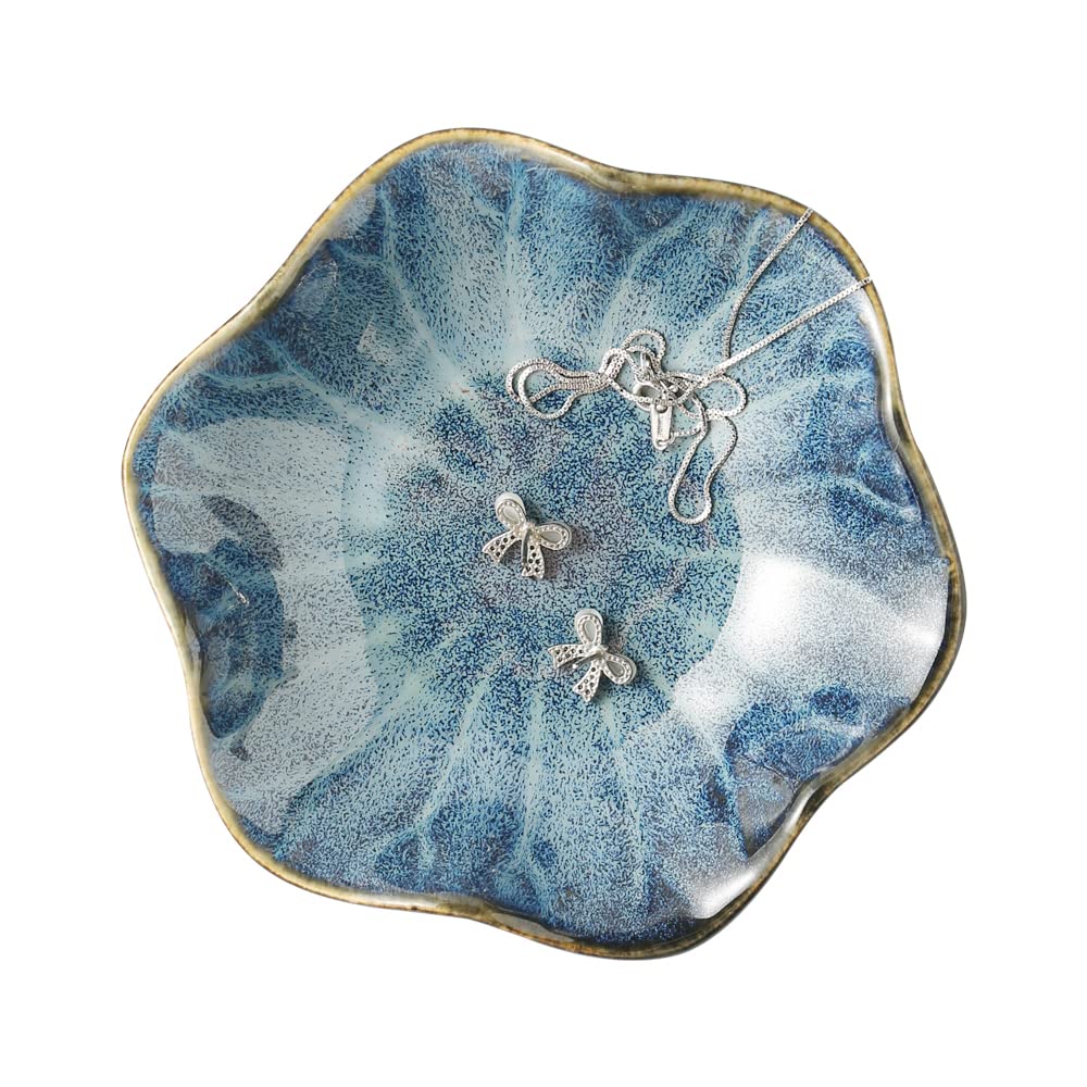 Mecaikru Jewelry Dish, Ceramic Trinket Tray, Small Ring Dish Holder, Key Bowl, Home Decoration for Friends Sisters Mother