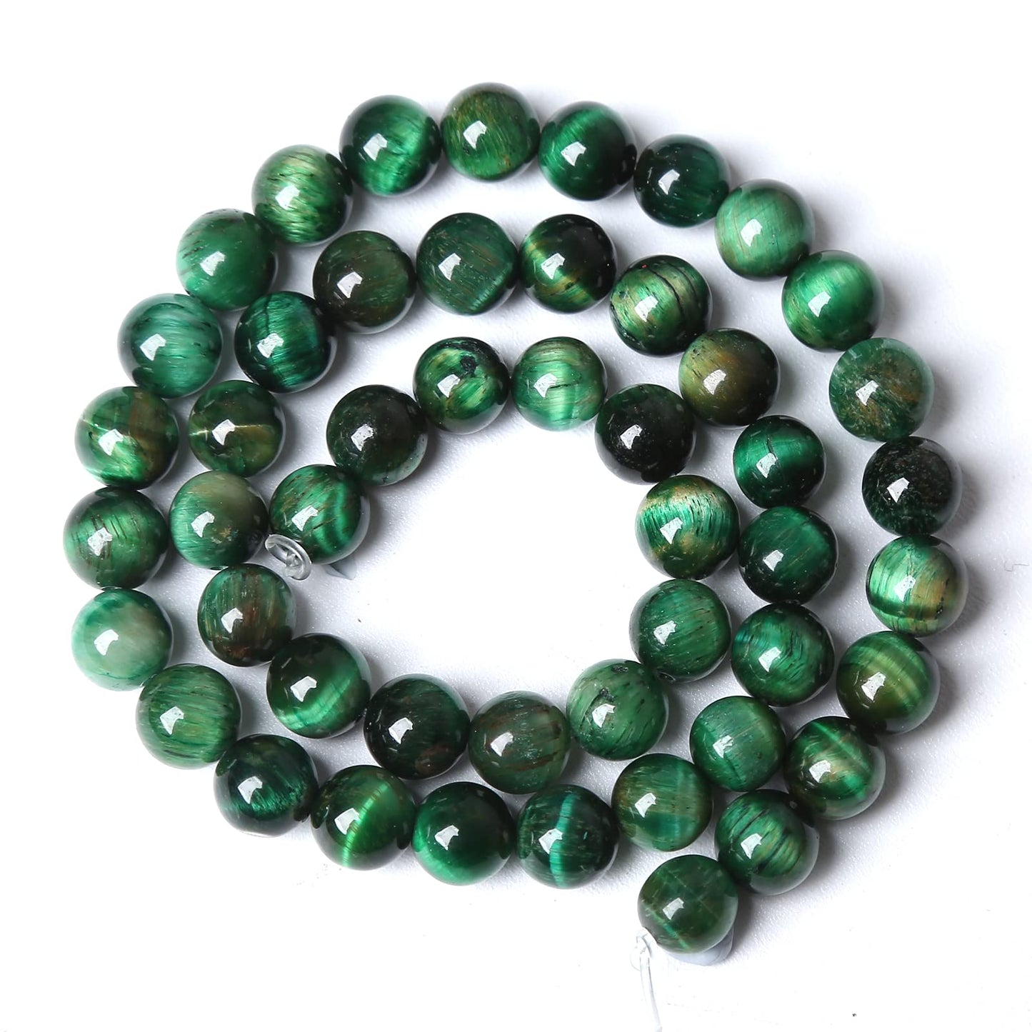 Natural Green Tiger Eye Stone Beads Round Loose Beads Energy Gemstone Healing Power for Jewelry Making 1 Strand 8mm 46pcs 15"