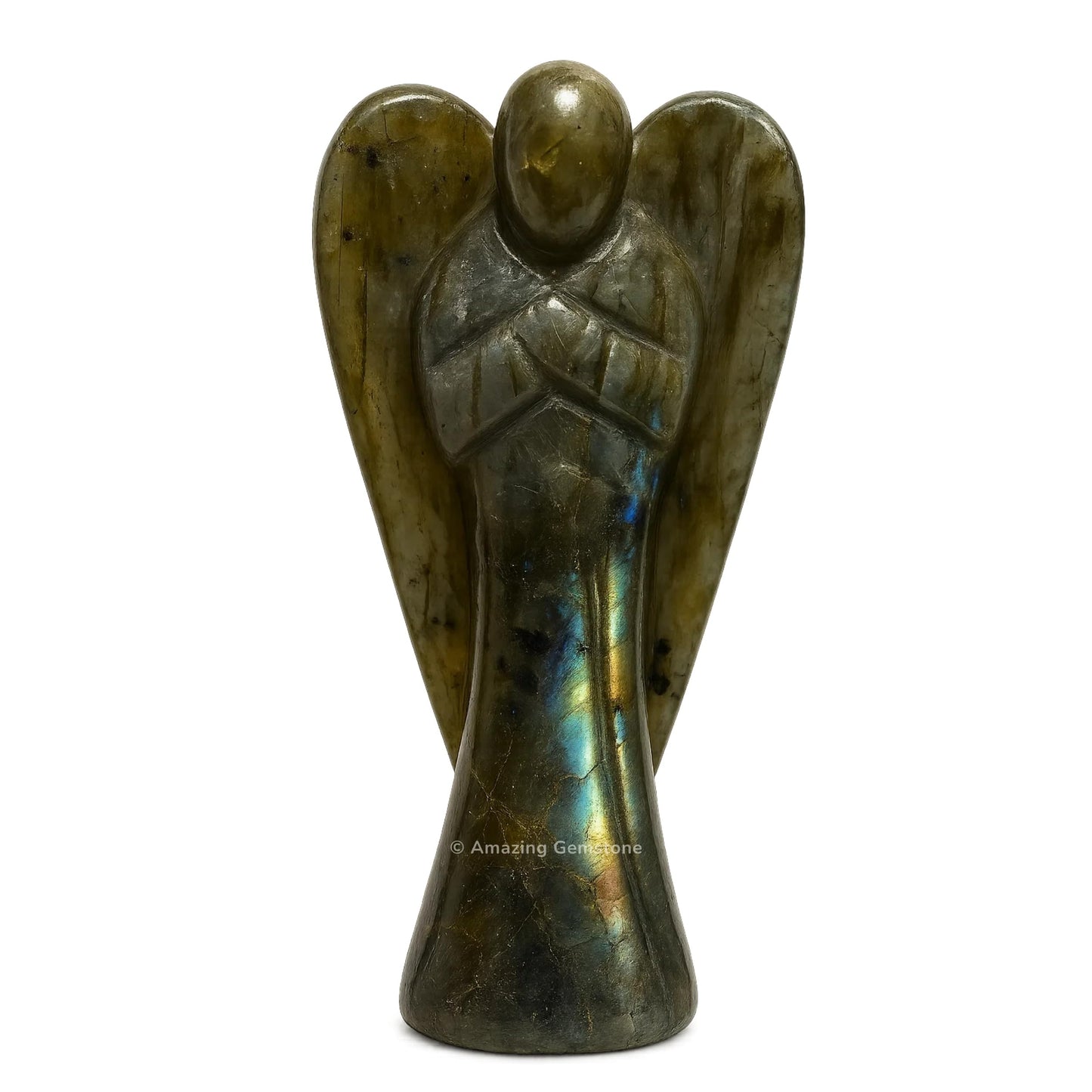 Amazing Gemstone Labradorite Angel - Labradorite Crystal Angel and Pocket Guardian Angel Crystal Figurines (1.5 inches)