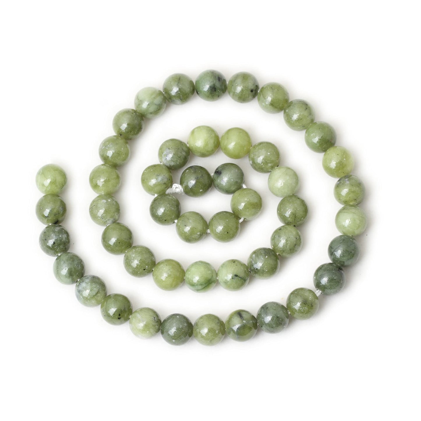 CHEAVIAN 45PCS 8mm Natural Taiwan Green Jade Round Loose Beads for Jewelry Making DIY Bracelet Necklace Materials 1 Strand 15"