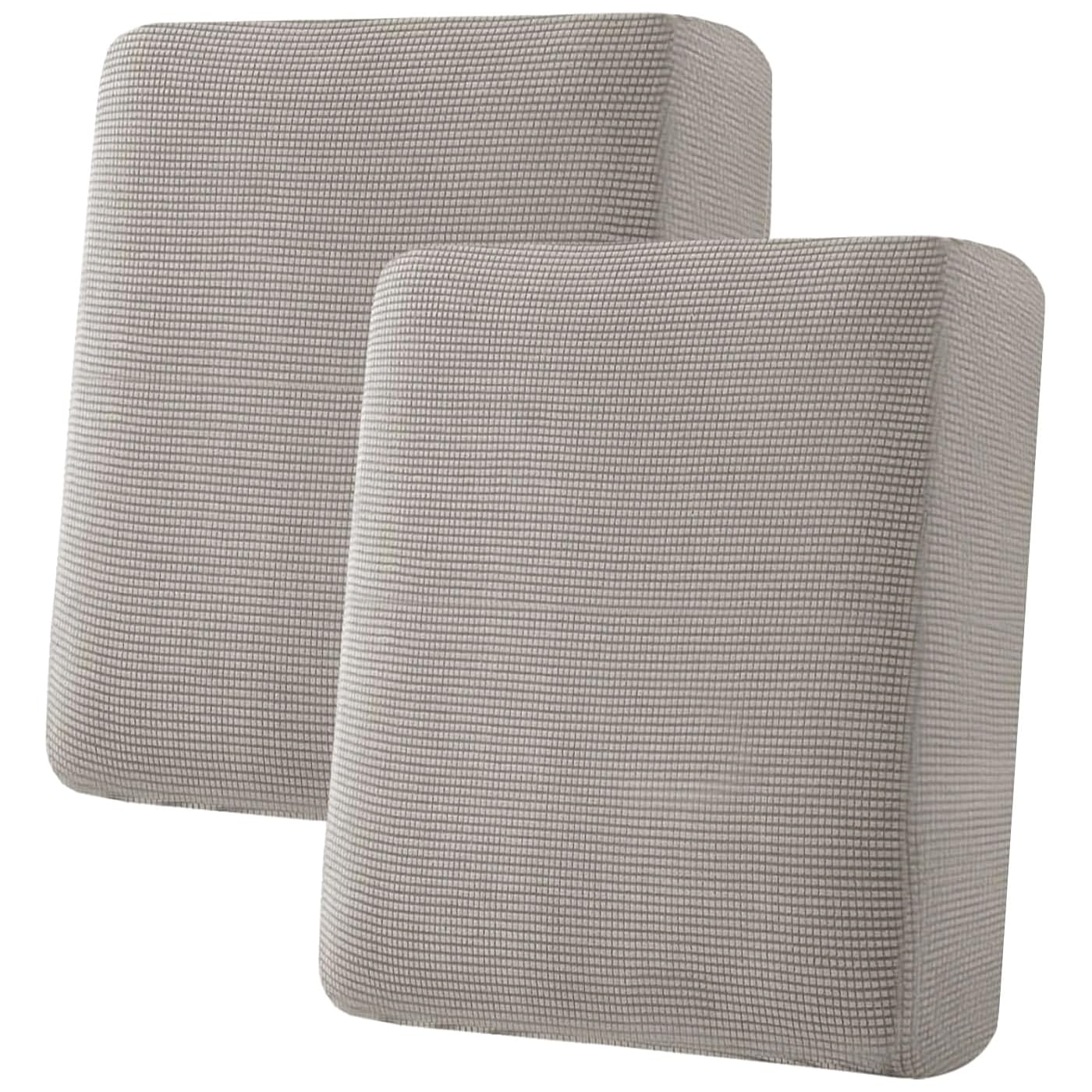 H.VERSAILTEX Super Stretch Individual Seat Cushion Covers Sofa Covers Couch Cushion Covers Slipcover Sets Thick Jacquard Textured Twill Fabric (2 Piece Medium Sofa Cushion Covers, Taupe)
