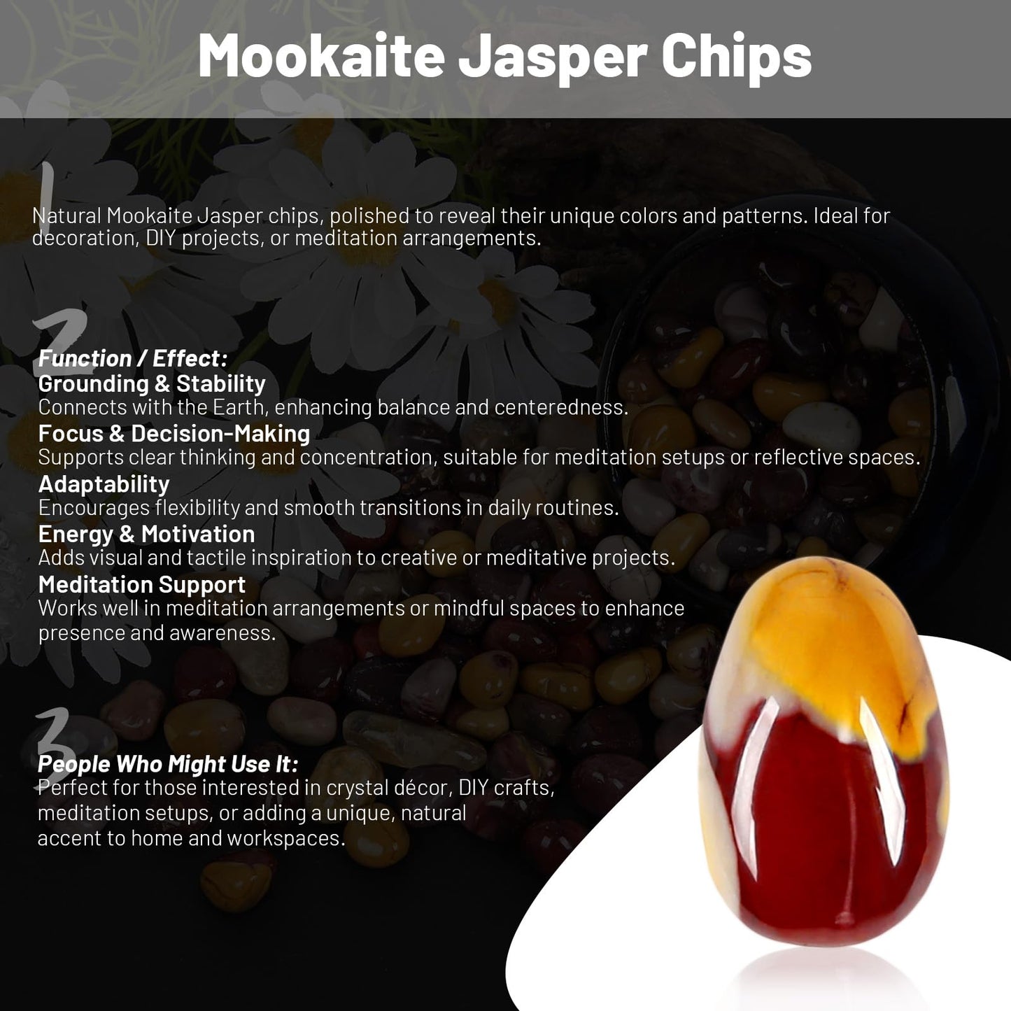 1.1lb Natural Crushed Mookaite Jasper Crystal Tumbled Chips-Healing Crystals Chips Bulk, Crushed Crystal Gemstones for Crafts, Beautiful Package for Gift (Mookaite Jasper)