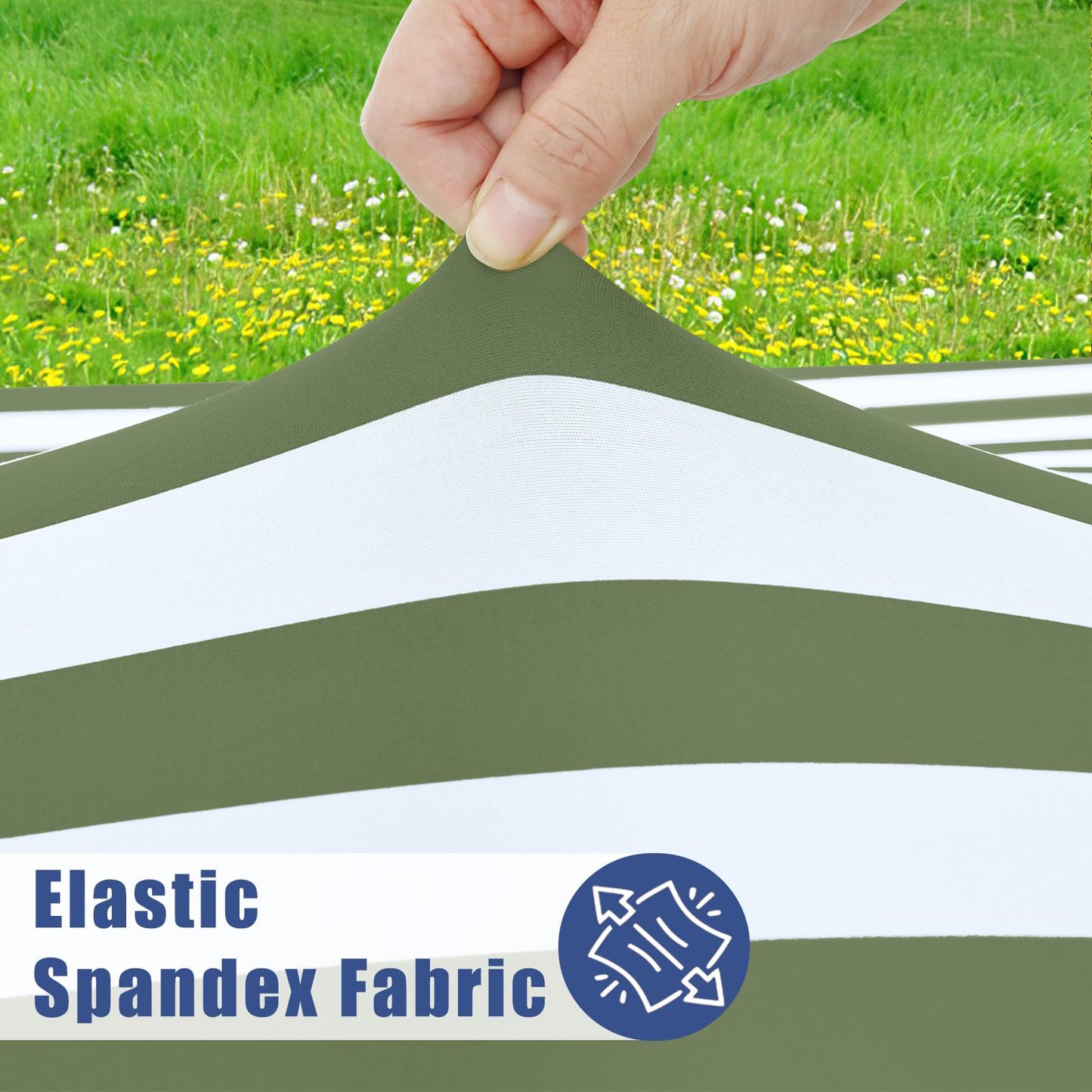 Moosfor Picnic Table Cover with Bench Covers, Elastic Fitted Spandex Tablecloths for 6 Foot Rectangle Tables, Stretch Washable Patio Tablecloth for Outdoor, Camping (Stripe, 30"x72")