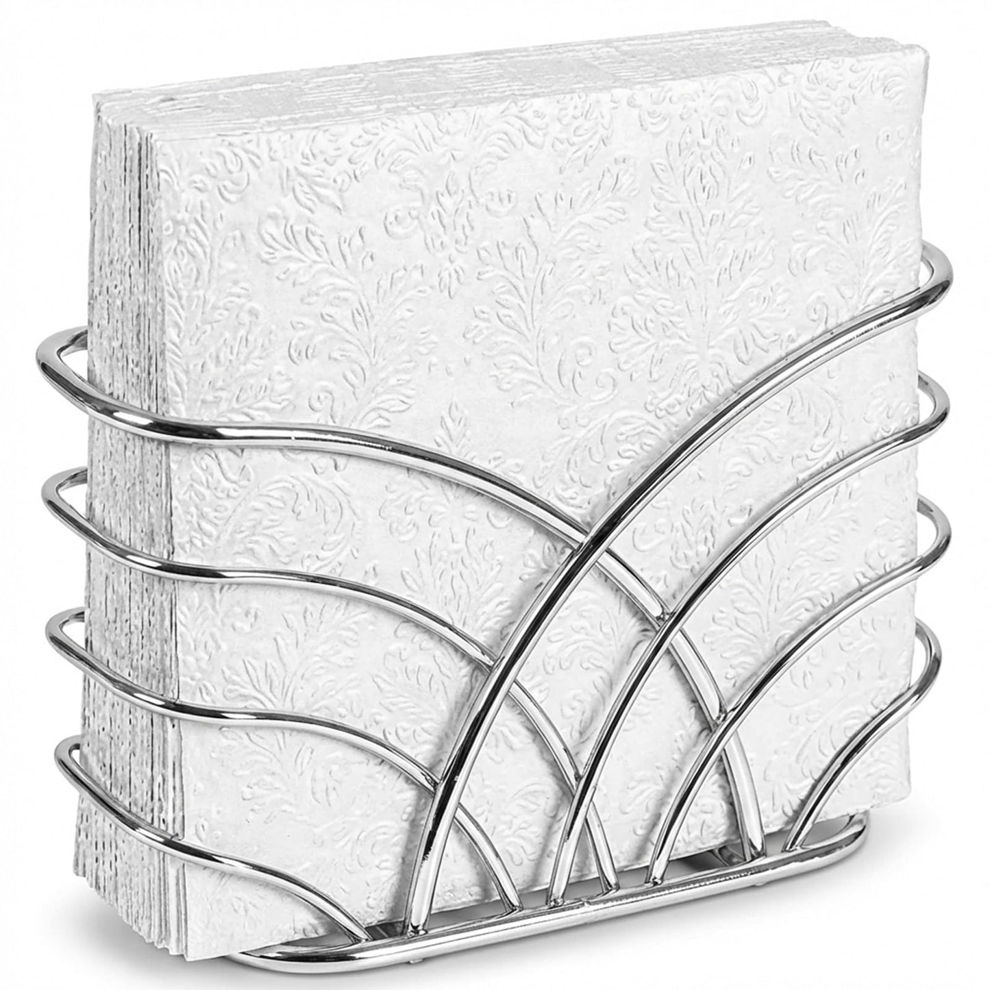 LEVIMETREE Napkin Holder for Table – Silver Iron Upright Napkin Dispenser for Paper Napkins, Napkin Dispenser for Kitchen Dining, Cocktail Picnic Bar Modern Kitchen and Dining Decor, Servilletero