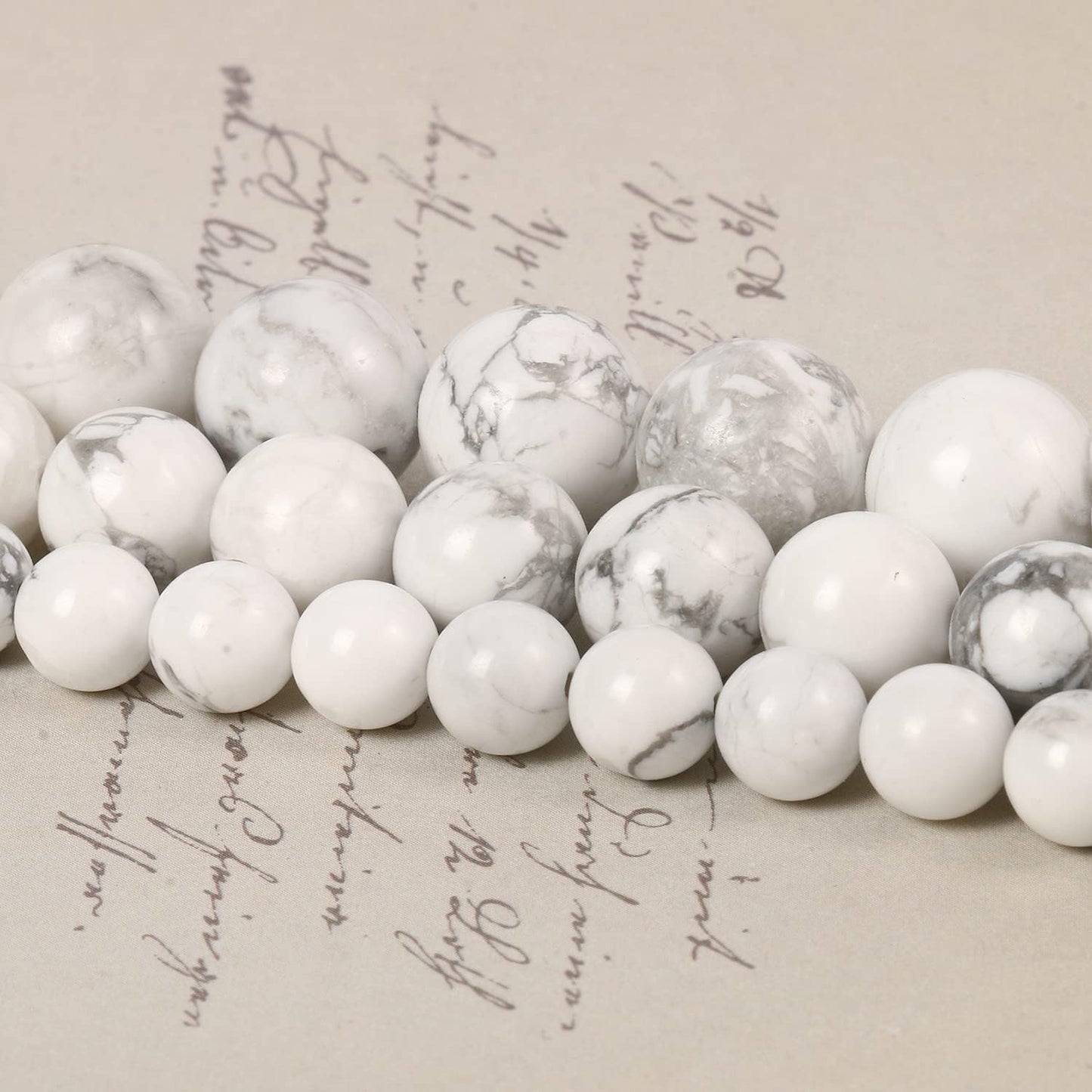 About 60pcs 6mm Natural Stone Beads White Howlite Beads Crystal Gemstone for Jewelry Making, DIY Bracelet Necklace