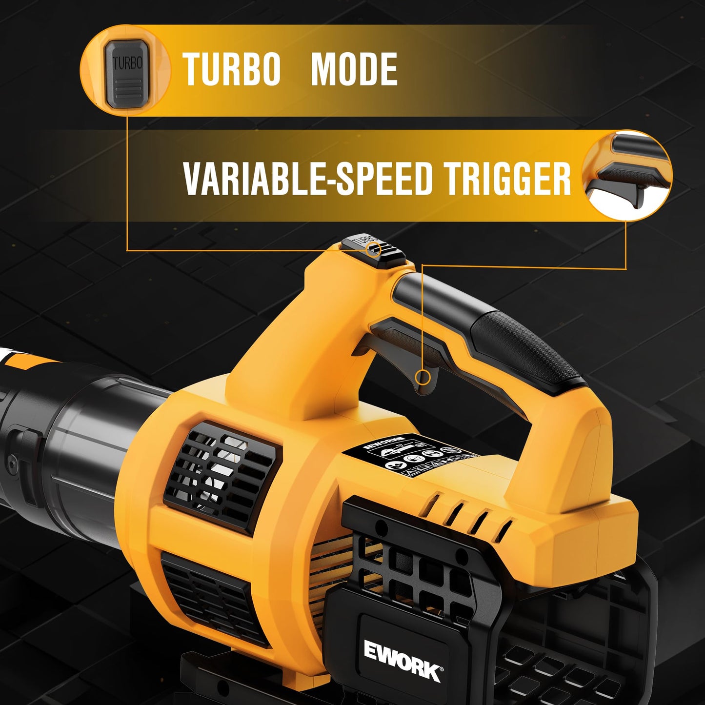 EWORK Cordless Leaf Blower, 21V Electric Handheld Blower with 2X 3.0Ah Batteries & Fast Charger, 550CFM 150MPH Lightweight 3.2Lbs for Lawn Care Yard Patio Cleaning