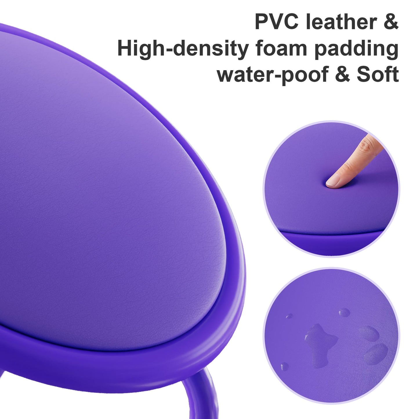 VECELO 6-Piece Stacking Stools, 17 Inch Standard Height, Padded Seat & Steel Legs, Portable Stackable Decoration Stools for School Classroom and Office Use, Purple