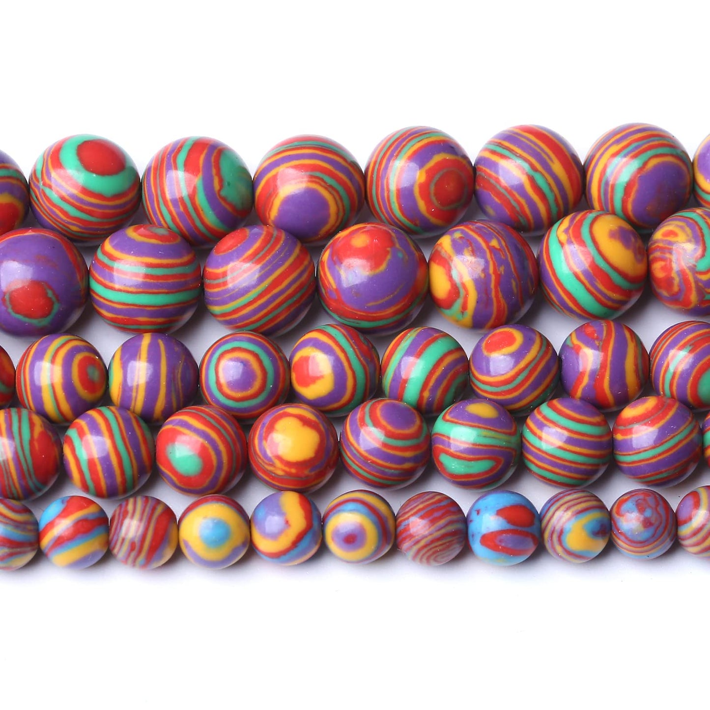 90pcs 4mm Natural Stone Beads Rainbow Malachite Round Loose Beads for Jewelry Making DIY Bracelet Crystal Energy Healing Power Stone(4mm, Colorful Malachite)