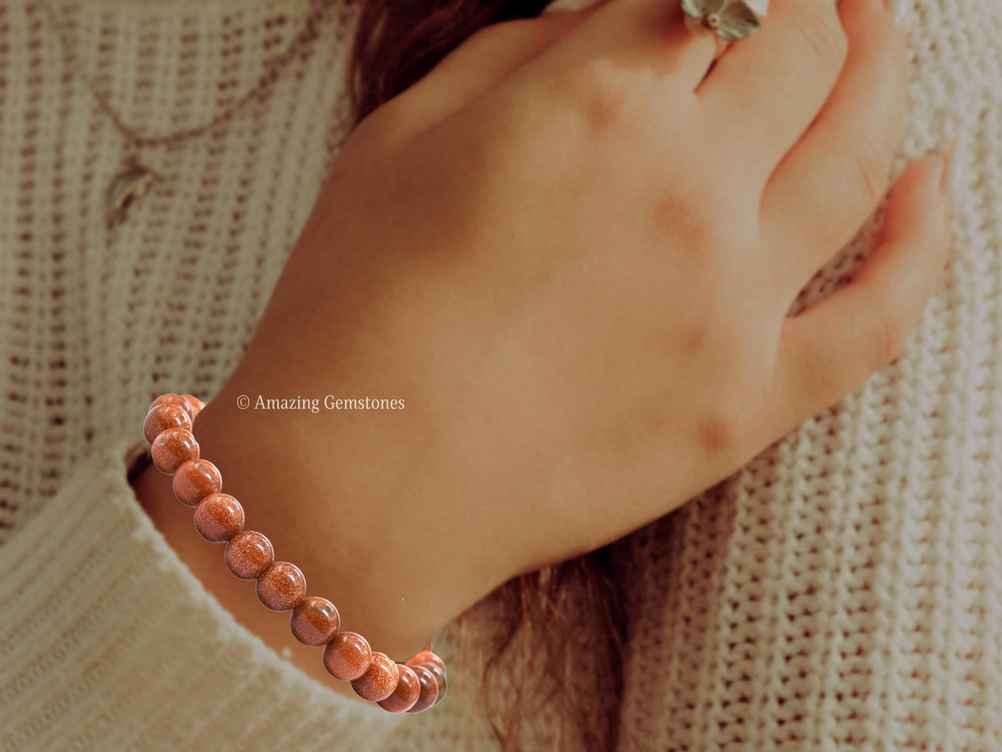 Amazing Gemstone Crystal Bracelet for Women Men's Gifts - Protection Healing Crystal Bracelet - 8mm Gemstone Beaded Stretchable Bracelet Pulseras Para Hombres Mujer Stocking Stuffers Mothers Day Gift (Red Goldstone)