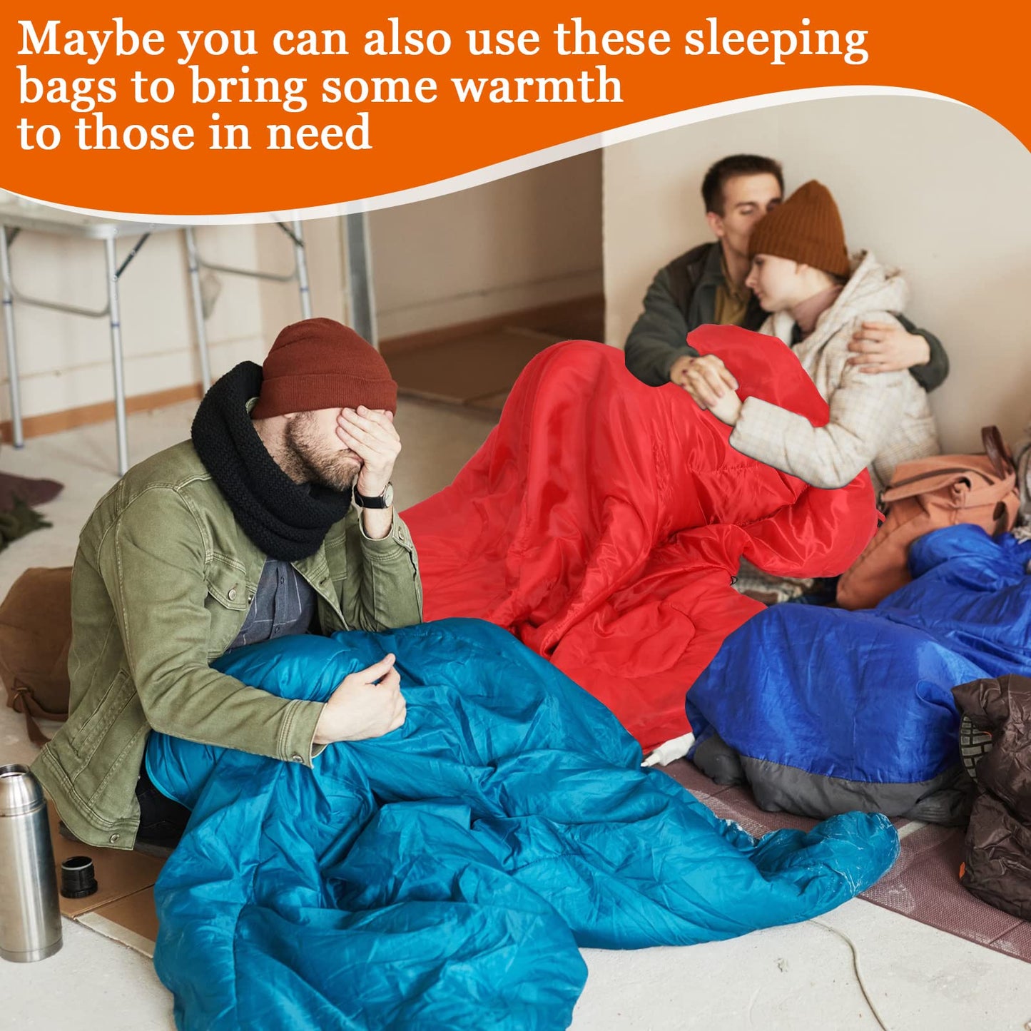 Macarrie 10 Pcs Bulk Sleeping Bags for Homeless Donation Shelter Adults 0 Degree Waterproof Sleeping Bags with Compression Sack for Cold Weather Emergency Hiking Camping Warm(Multicolor)
