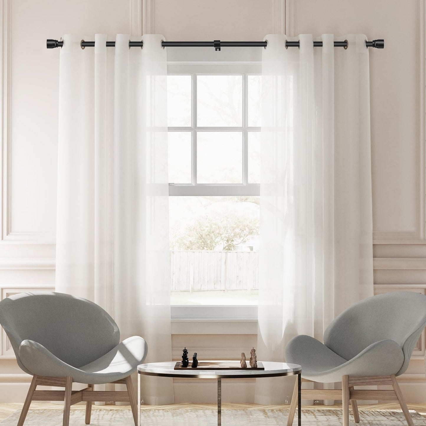 1” Diameter Curtain Rods Itself is 30 to 144 inch 1 Pack Fit 30-142 inch, 66 to 120 inch Window with Heavy Duty Adjustable Rod Matte Black Splicing Metal Extra Long Curtain Rod for Windows
