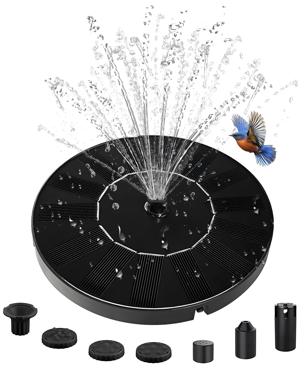 Solar Water Fountain for Bird Bath, 2026 Upgraded Solar Powered Fountain Pump with 6 Nozzle for Outdoor Garden, Pond, Pool, Birdbath