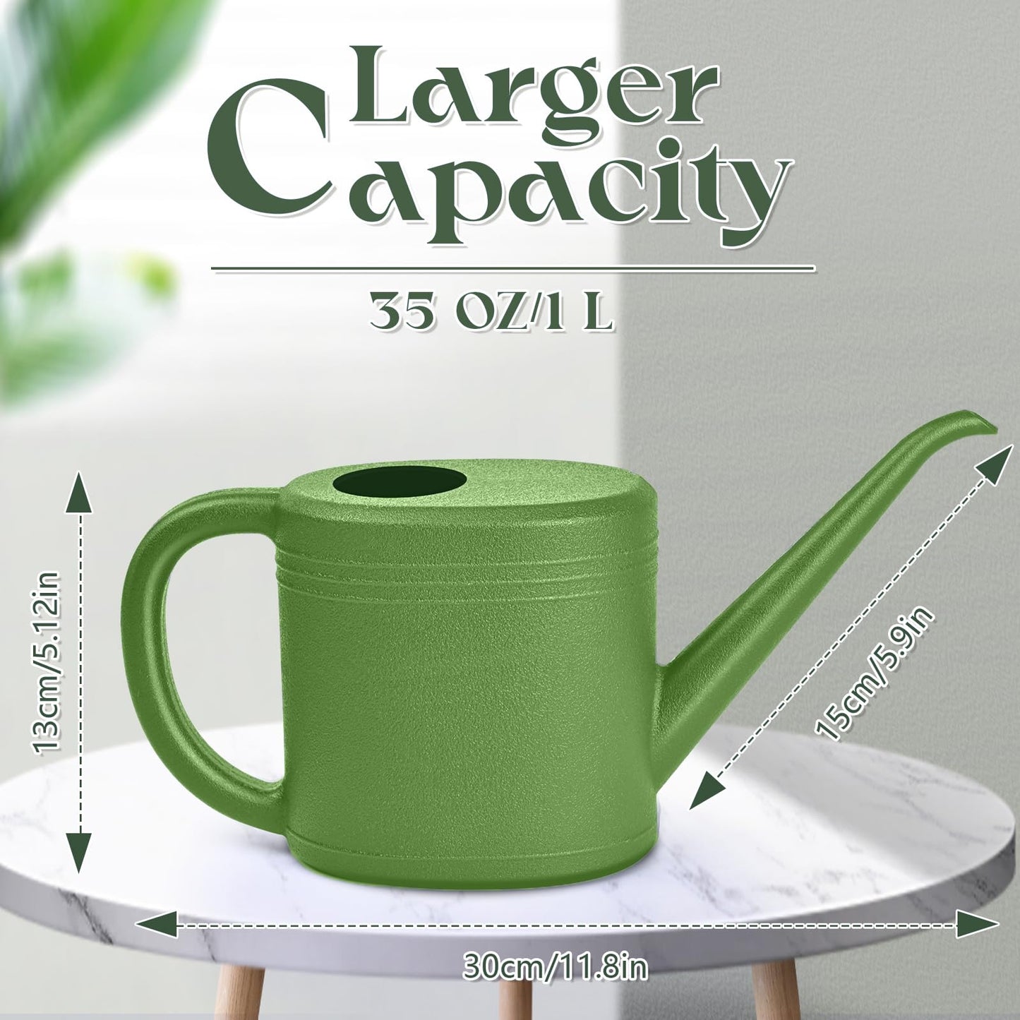 TTAOE GN Plant Watering Can for Home Garden - with Long Spout - 1/4 Gallon - Green