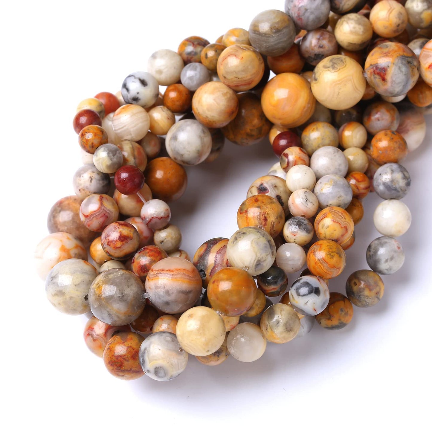 90PCS 4MM Crazy Lace Agate Beads Natural Gemstone Round Stone Beads for Jewelry Making DIY Energy Stone Healing Power Bracelet 15"