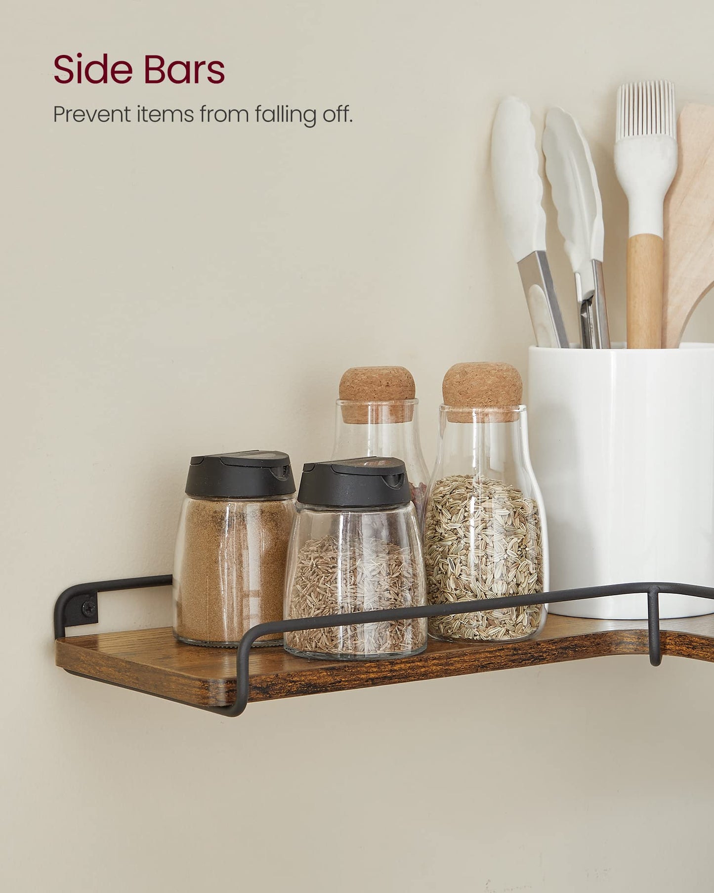 VASAGLE Corner Shelf Wall Mount Set of 2, Floating Shelves, Small Wall Shelf for Decor Storage, for Living Room Bedroom Kitchen Bathroom, Rustic Brown and Black ULLS831B01