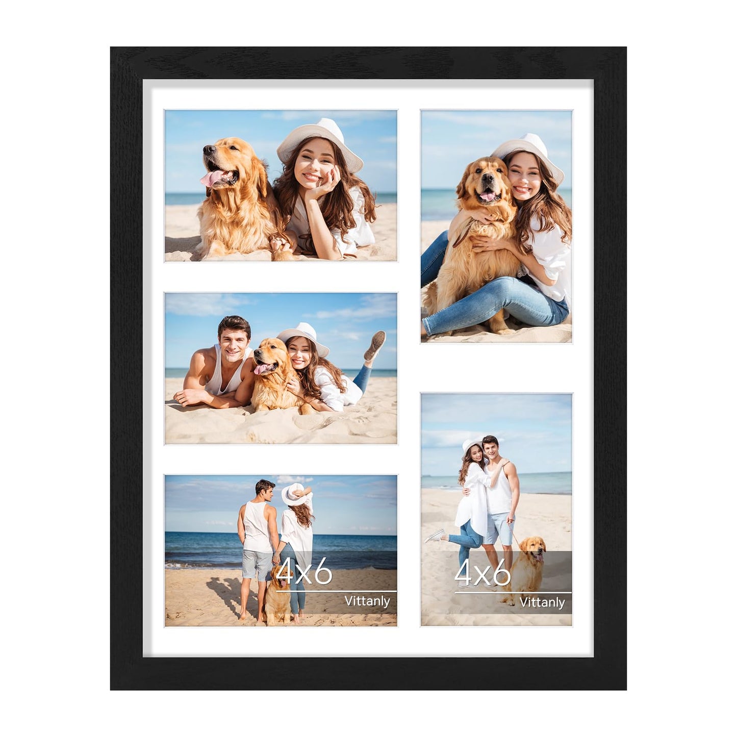Vittanly 11x14 Collage Picture Frame, Displays 5Pcs 4x6 Pictures with Mat or 1Pcs 11x14 without Mat for Wall Mounting, Picture Frames Collage Wall Decor in Black, 1 Pack
