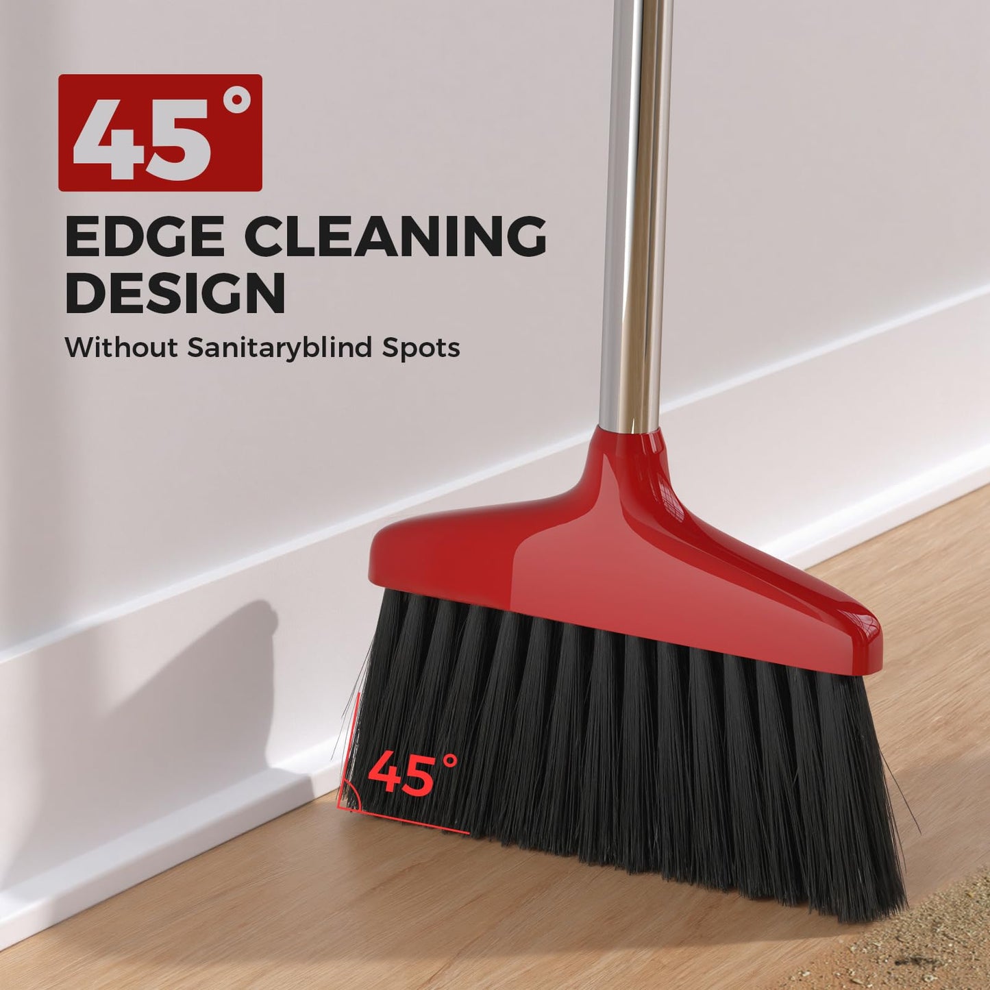 Handy Broom, Indoor/Outdoor Brooms, Duty Kitchen Broom, for Home Garage Kitchen Office Courtyard Lobby Patio Lawn Concrete (1, Red)