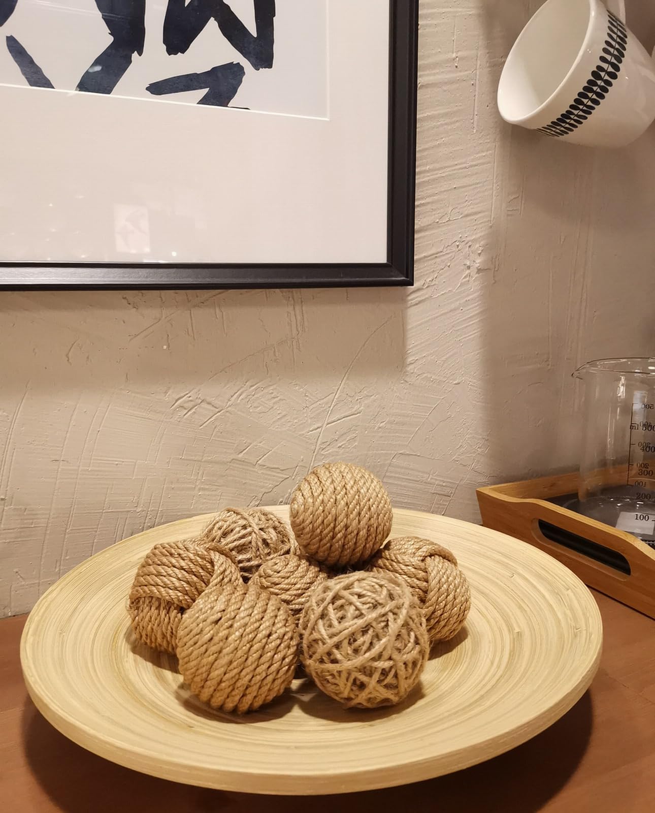 Elkpruu Rustic Jute Orbs Set of 8, Farmhouse Decorative Balls for Bowls, Vase Fillers, Christmas Centerpiece, Handwoven Home Decor Ornaments, Potpourri Accents