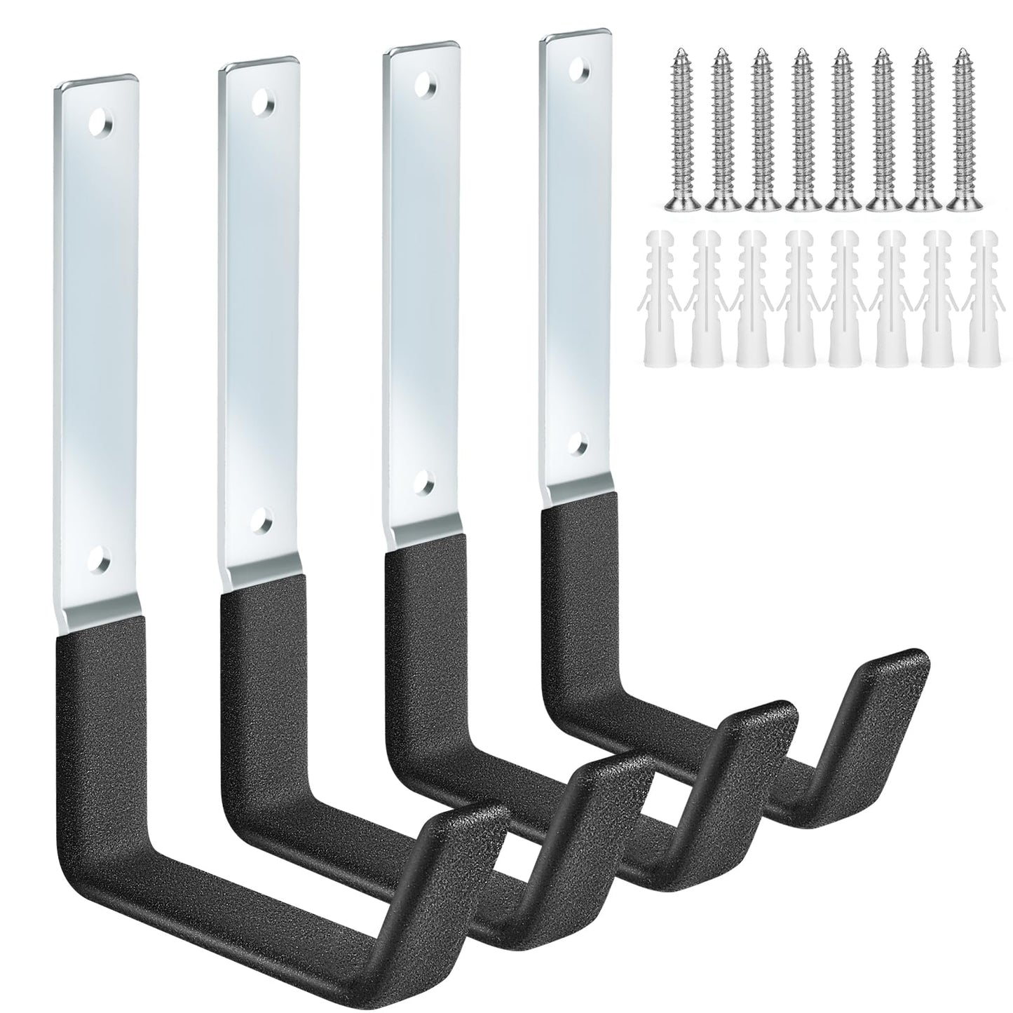 TVKB Ladder Hangers for Garage Wall Garage Hooks Heavy Duty Wall Hooks Set of 4 Tool Organizers and Storage Wall Mount Garage Storage Utility Rack Tool Holder for Garage Garden Shed Shop Bike Hose