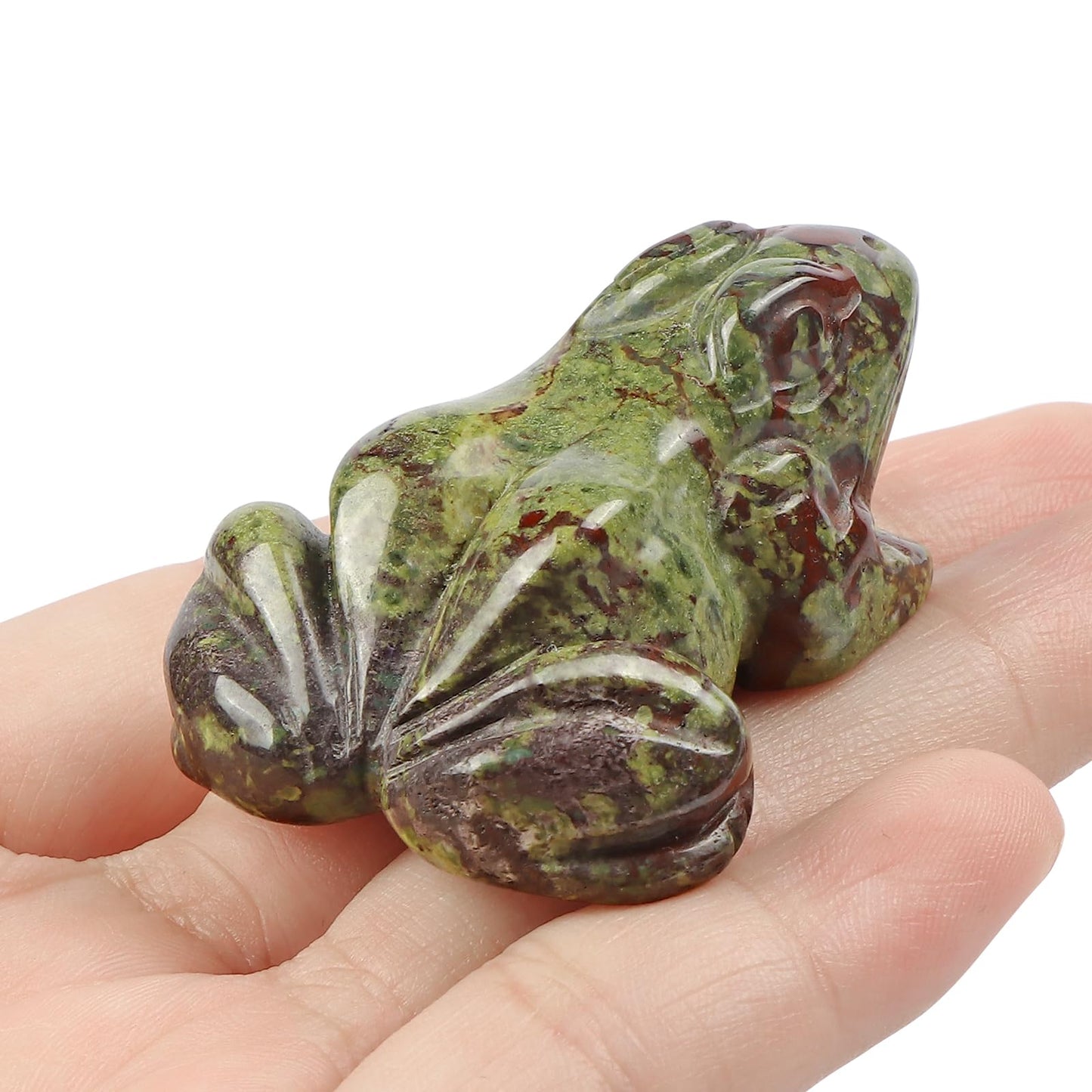 SMQ 2 Inch Crystal Frog, Natural Dragonblood Figurine, Hand Carved Statue Decor, Healing Stone Crystal Animal With Gift Box