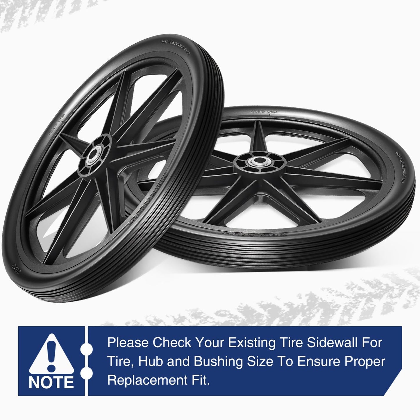 MaxAuto 20x2.0 Rim Flat Free Cart Tire and Wheels Assembly for the Garden Yard Cart, Wheelbarrow, Garden Trailers, 20x2" Non-inflated Tires with 3/4" Bearing, 2 Pack