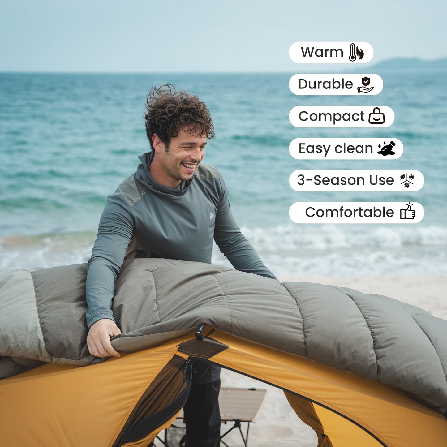 OneTigris Envelope 3 Season Sleeping Bag Extra-Wide Warm for Camping Backpacking Travel Outdoor Activities