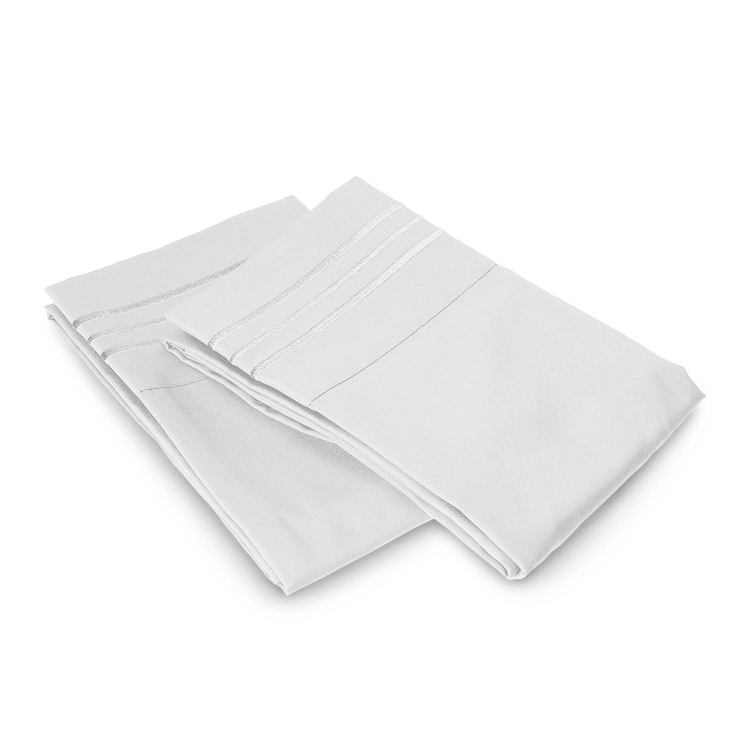 Elegant Comfort Luxury Ultra-Soft 2-Piece Pillowcase Set - 1500 Premium Hotel Quality Microfiber Double Brushed - Wrinkle Resistant, Standard/Queen, White