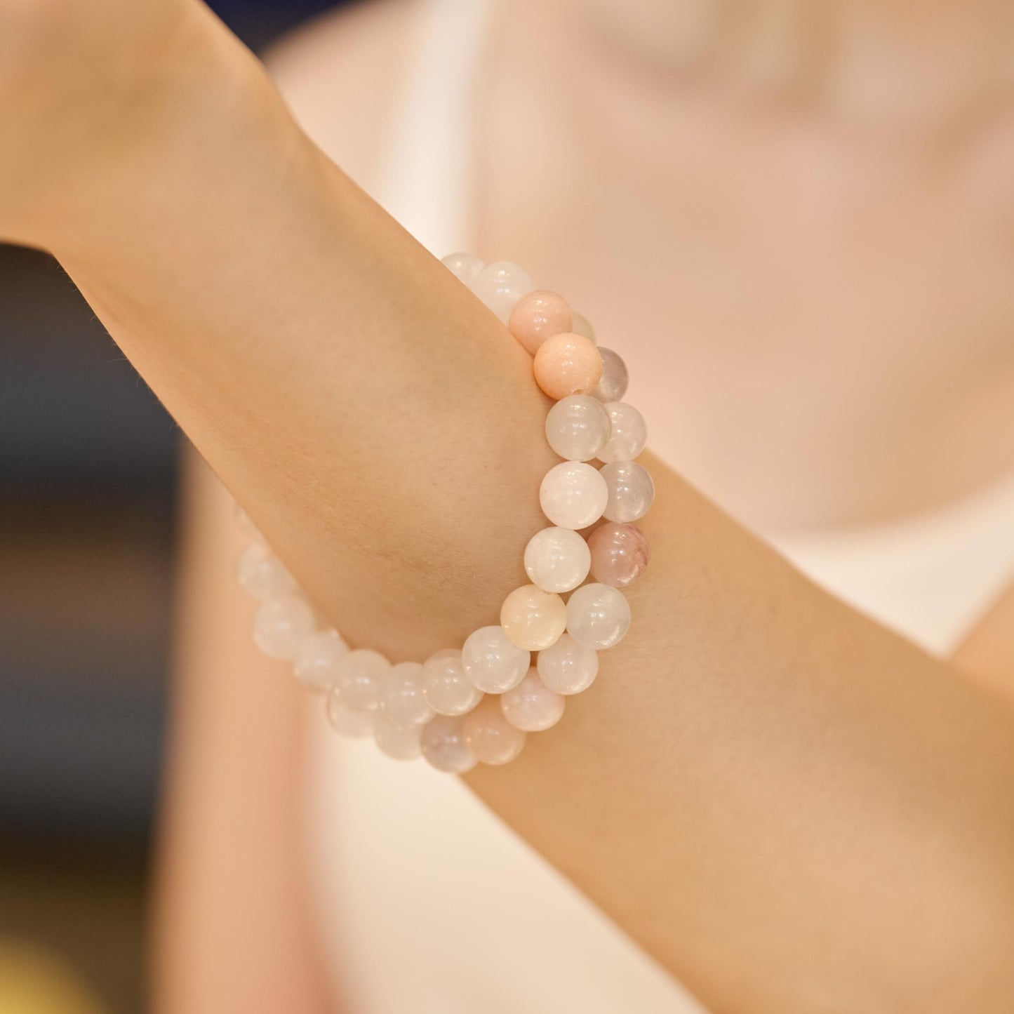 Bivei Natural Gemstone Semi Precious Healing Crystals Handmade Stretchy Round Beads Bracelet, Enhance Positive Energy,Stocking Stuffers for Women(Pink Aventurine (Balance & Harmony)(Small))
