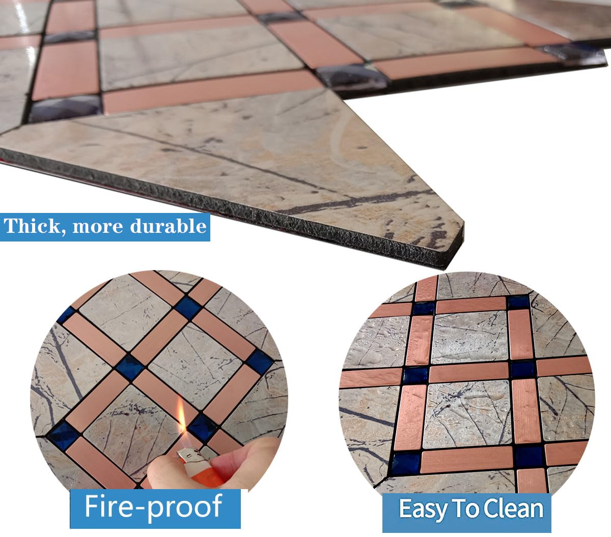 XUANINY Peel and Stick Metal Hexagon Tiles, Self Adhesive Decorative Waist Line Mosaic Tiles, Wall Panels for Kitchen Backsplash, Bathroom, Bedroom, Living Room (10 Printed Maple Leaf)