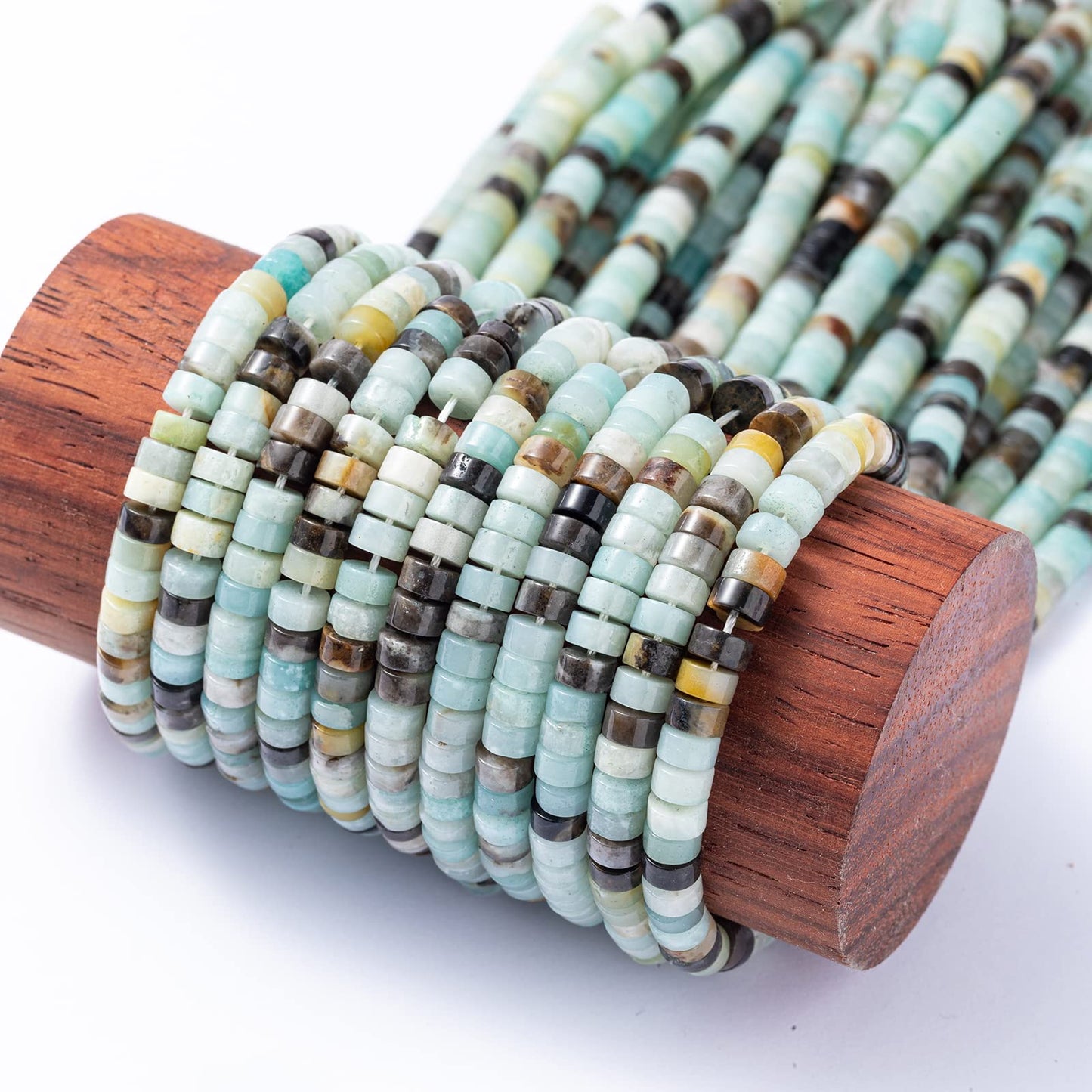 Natural Amazonite Stone Spacer Beads 6x3mm 38cm/str Flat Round Loose Semi Gemstone Caps for Making Bracelets Necklace