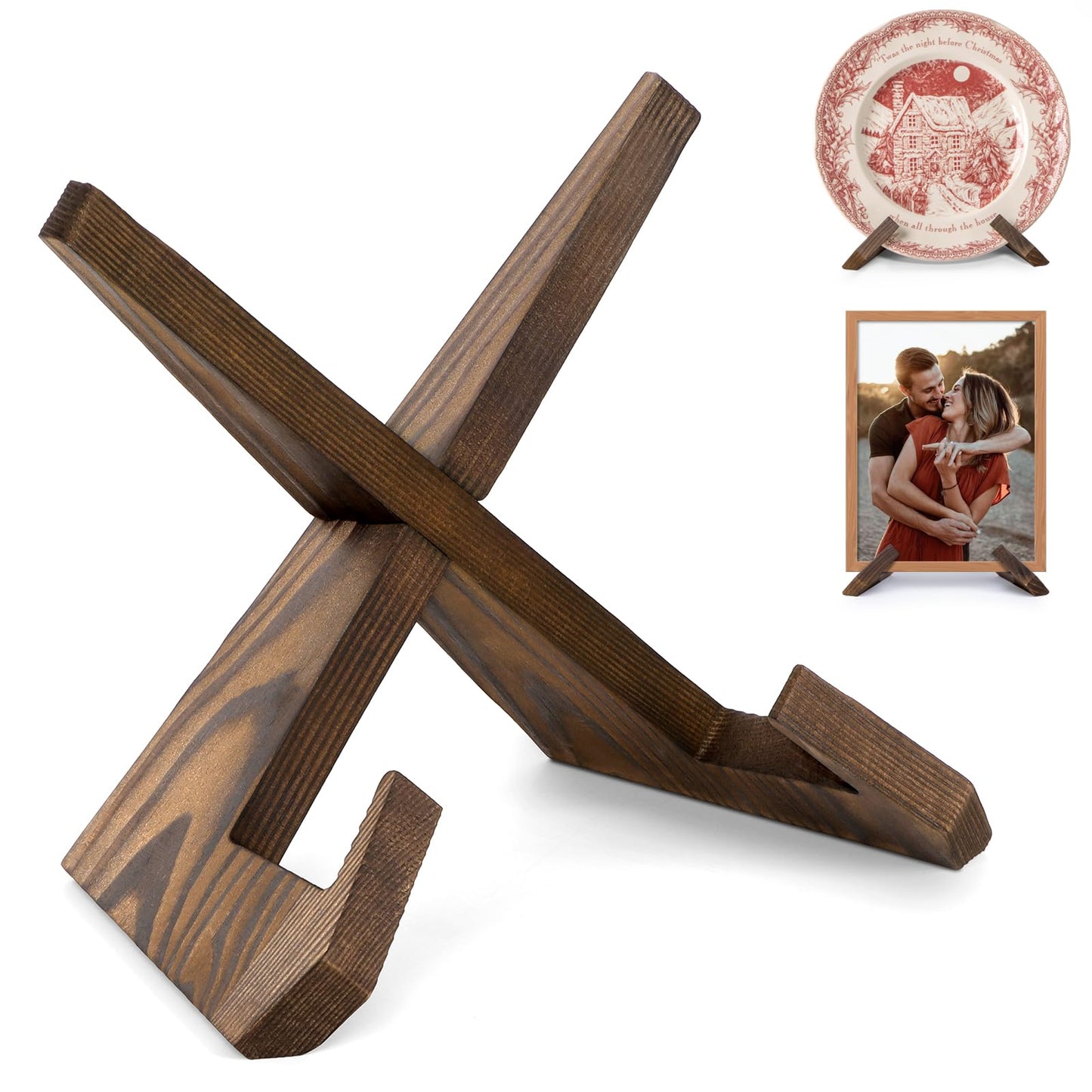 ANBOXIT Plate Stand for Display - 6.5 Inch Plate Holder Display Stand, Wooden Picture Frame Holder, Decorative Table Top Easels
