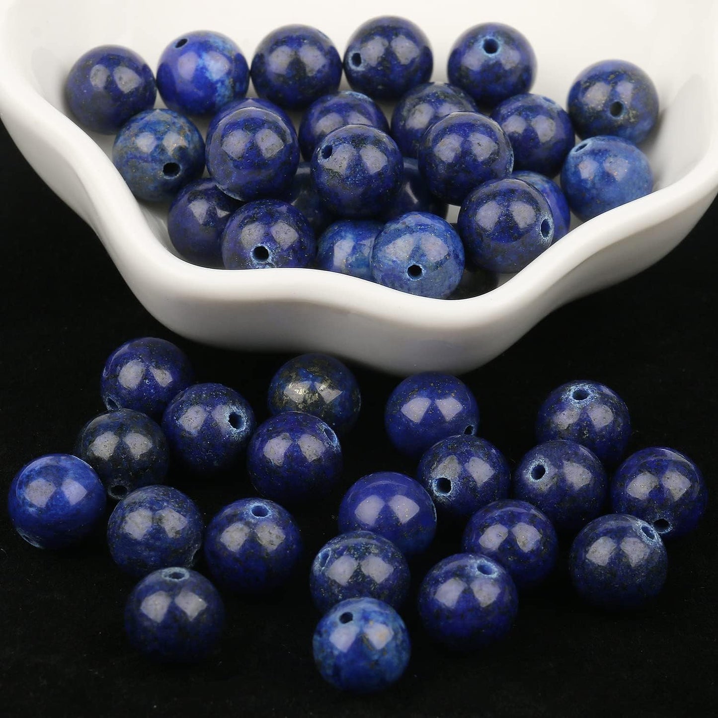 Yochus 60pcs Lapis Lazuli Beads，6mm Healing Power Natural Stone Round Loose Beads for Jewelry Making Earring Necklace DIY Crafts