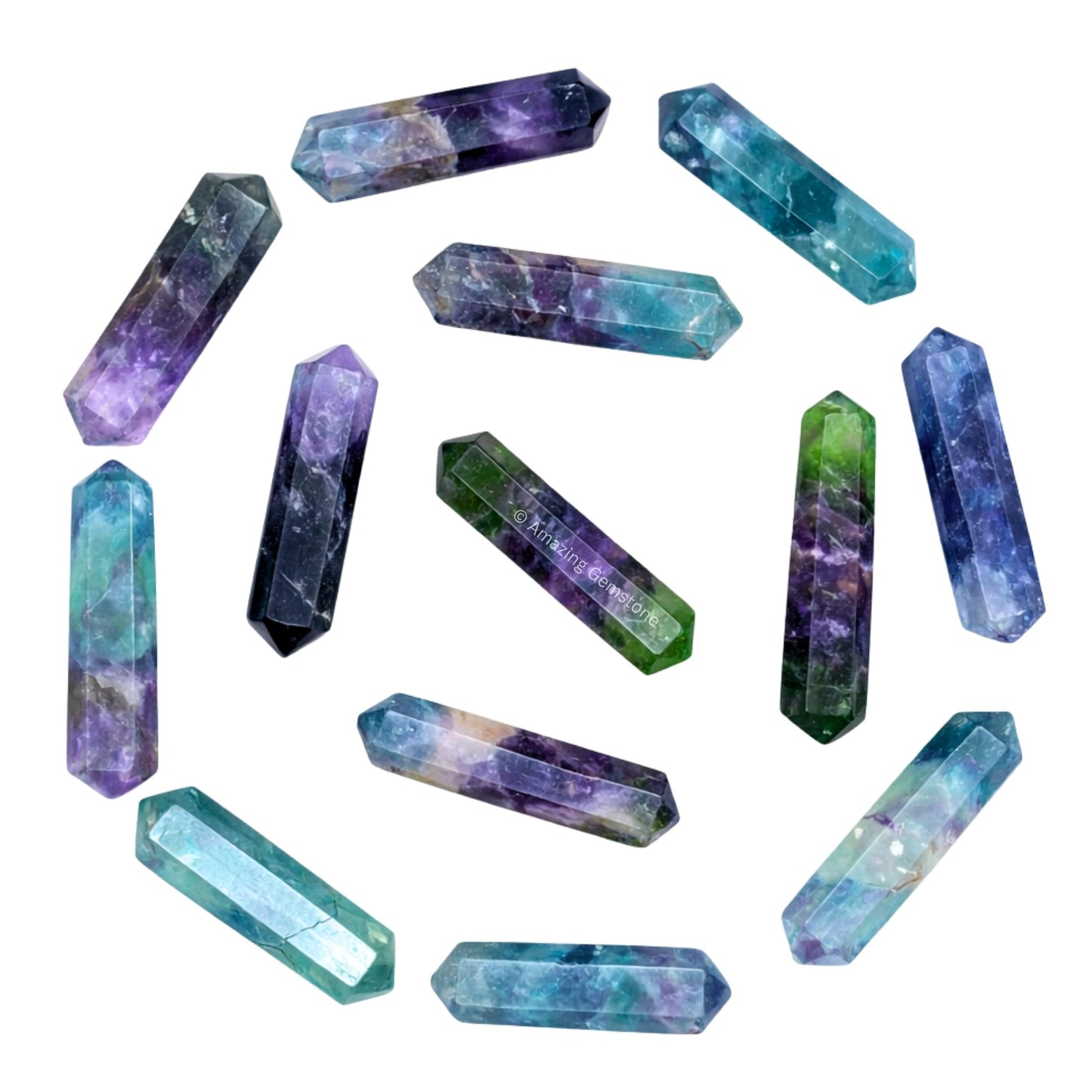 Amazing Gemstone Fluorite Crystal Points Bulk Healing Crystals - Pack of 3 Double Terminated Healing Wand Point Bulk Crystals for Crafts, Crystal Grid, DIY Work - Premium Crystals for Beginners Gifts