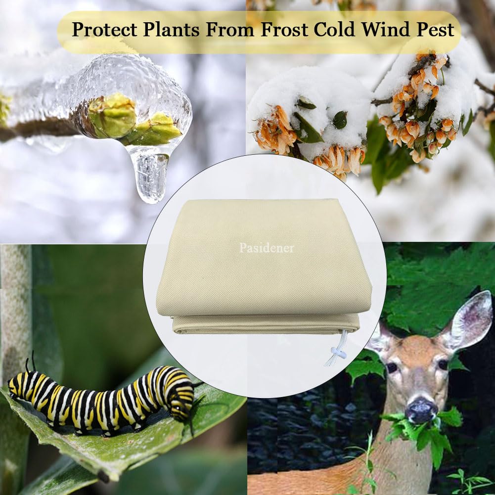 Pasidener Plant Covers Freeze Protection 2.8oz 3 Packs 45"x40" Winter Tree Covers Frost Blankets for Outdoor Plants with Zipper Drawstring- Frost Cold Pest Protection for Shrubs Fruit Tree