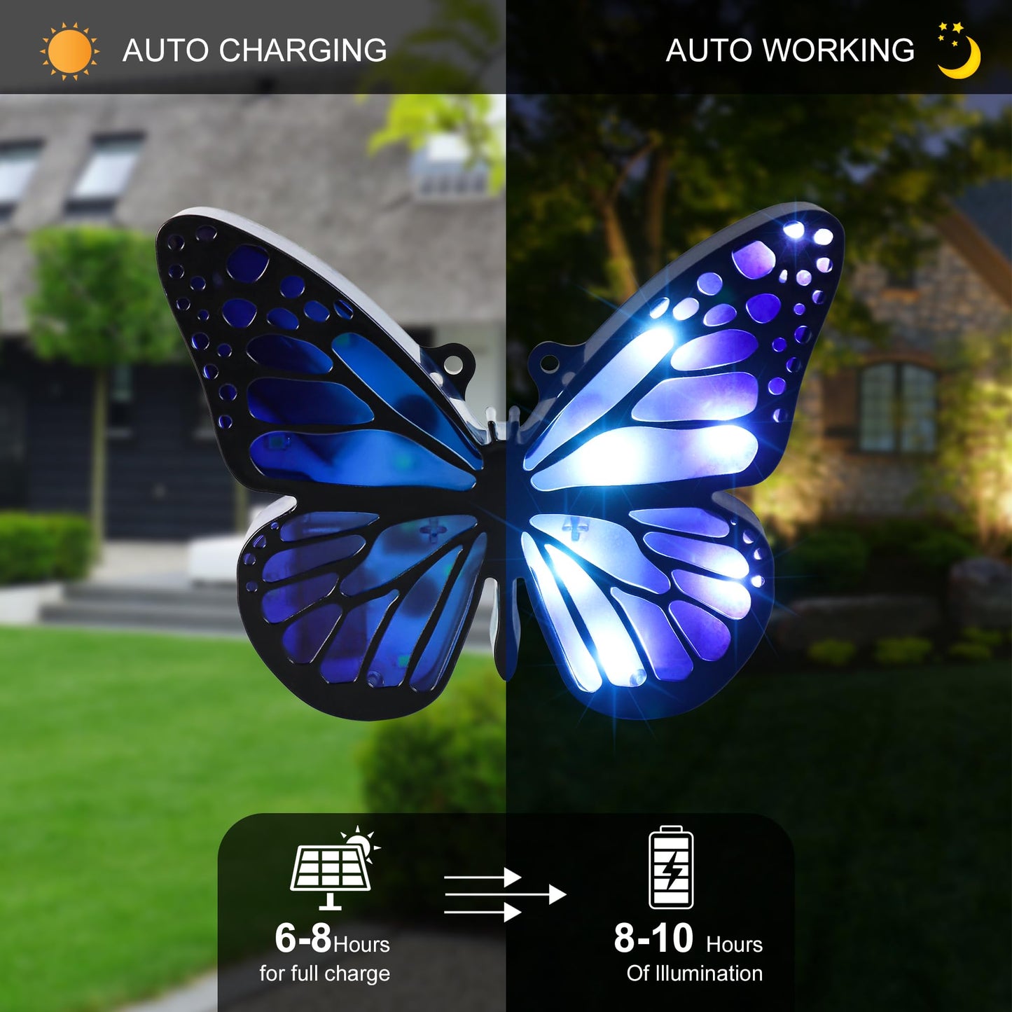 Roaming Light Ground Lights, Equipped with 4 Solar Lights for Outdoor Waterproofing, 14 LED Solar Landscape Lighting, Suitable for Gardens, courtyards, terraces, corridors, Lanes, and walkways (Blue)