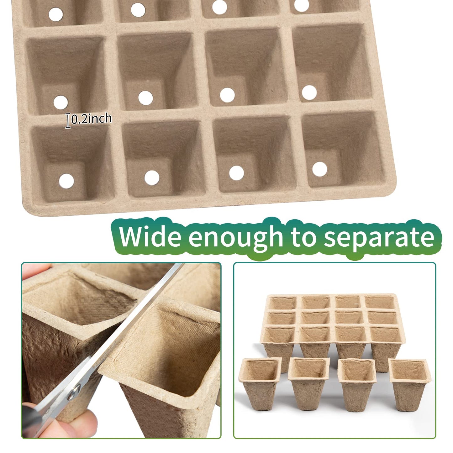 TCBWFY 320Cells Seedling Start Trays,20 Pack Peat Pots Seedling Pots Biodegradable,Seedling Starter Kit,Organic Germination Plant Starter Trays