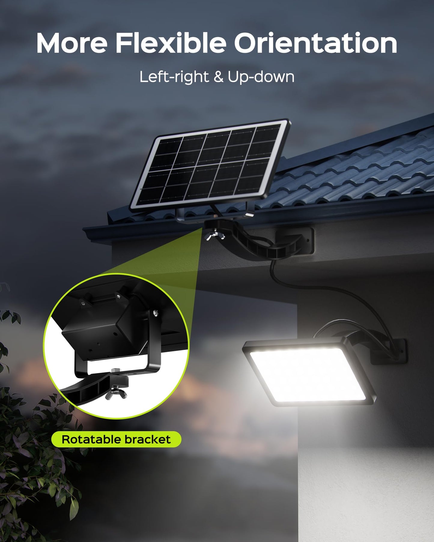JACKYLED 1000 Lumens 299 LED Solar Lights Outdoor Bright Solar Dusk to Dawn Light with 4000mAh Battery, IP65 Waterproof Outdoor Solar Powered Security Flood Light for Wall Porch Shed Barn