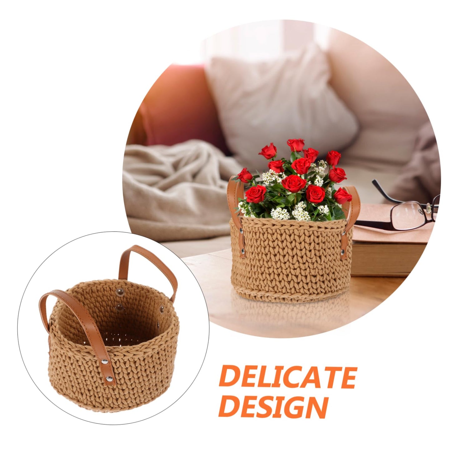 STOBAZA 1pc Cotton Rope Basket Woven Storage Basket Natural Rope for Home Organization