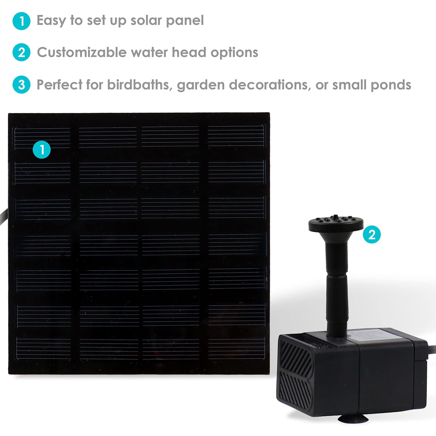 Sunnydaze 40 GPH Submersible Solar Water Pump Kit - For Garden, or Pool - 1.6-Foot Max Lift - No Batteries Required