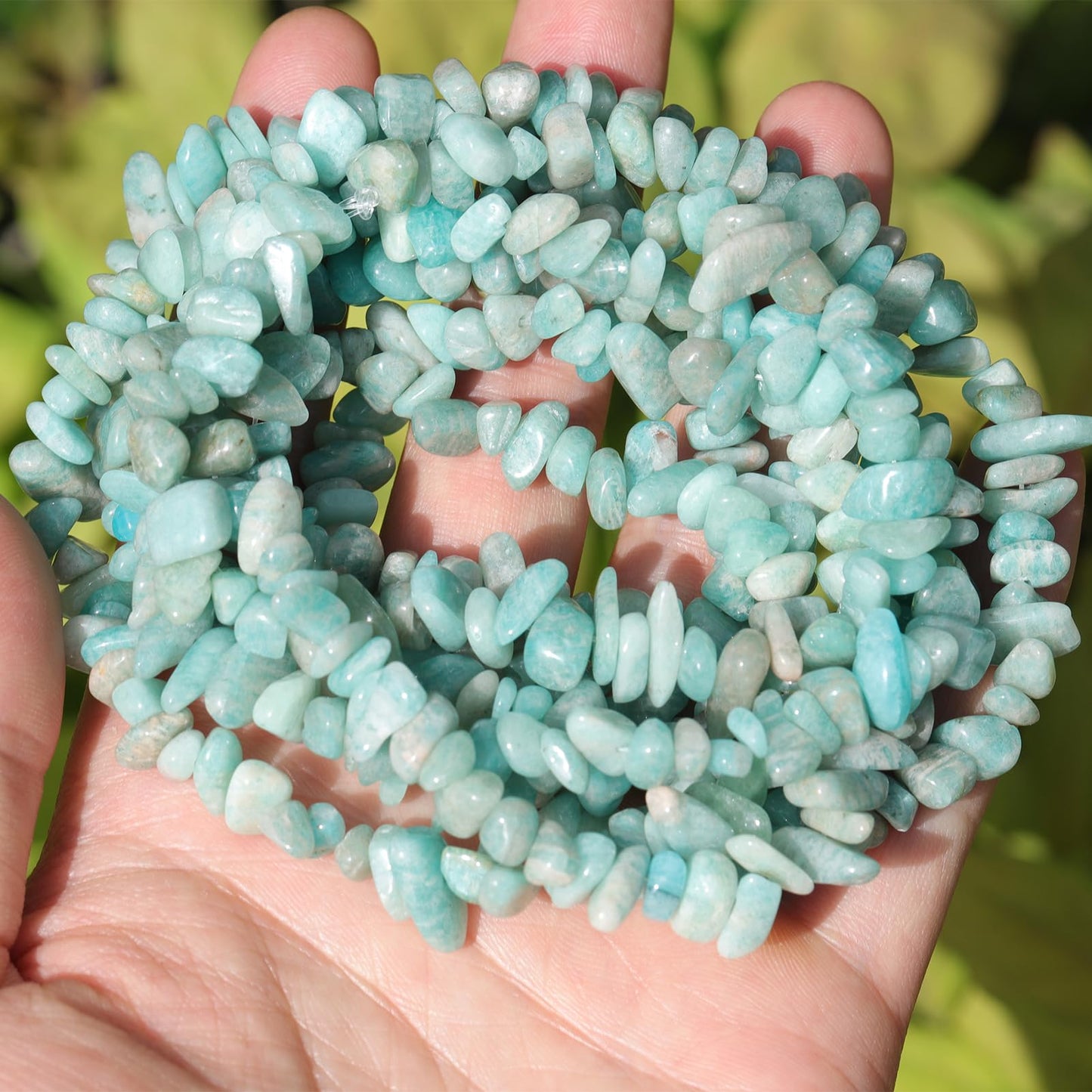 400pcs Natural Chip Stone Beads for Jewelry Making Amazonite 5-8mm Irregular Gemstones Healing Crystal Loose Rocks Bead Hole Drilled for Ring Earrings Necklace Bracelet Making DIY Art Crafts