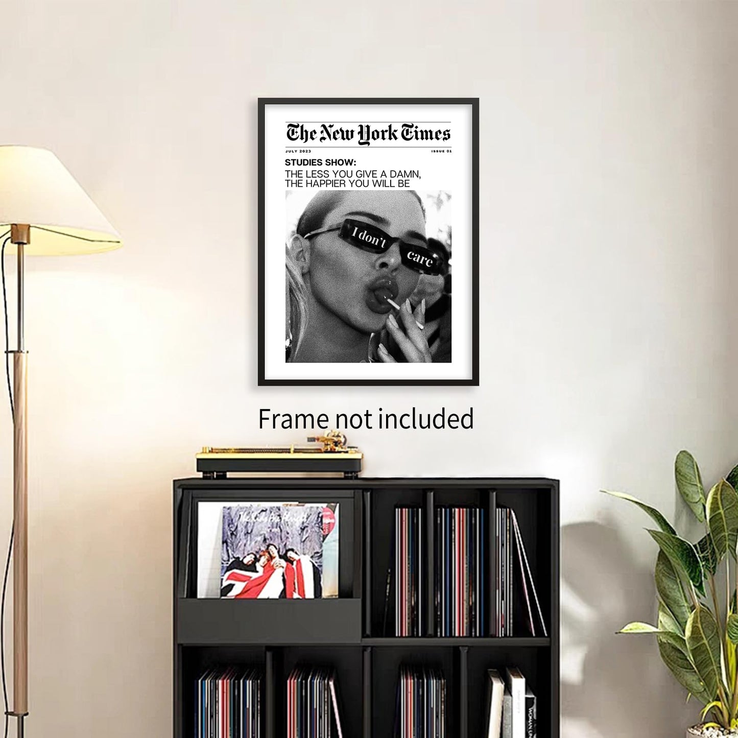 Heltrappe Vintage Black and White Newspaper Wall Art Trendy The New York Times Poster Funky I Don't Care Posters Room Aesthetic Canvas Prints 12x16 inch Unframed