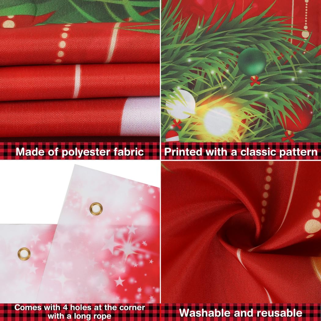 Merry Christmas Banner, Large Christmas Decorations Photo Banner Signs for Winter Indoor Outdoor Hanging Decor Wall Office Home Classroom, Red