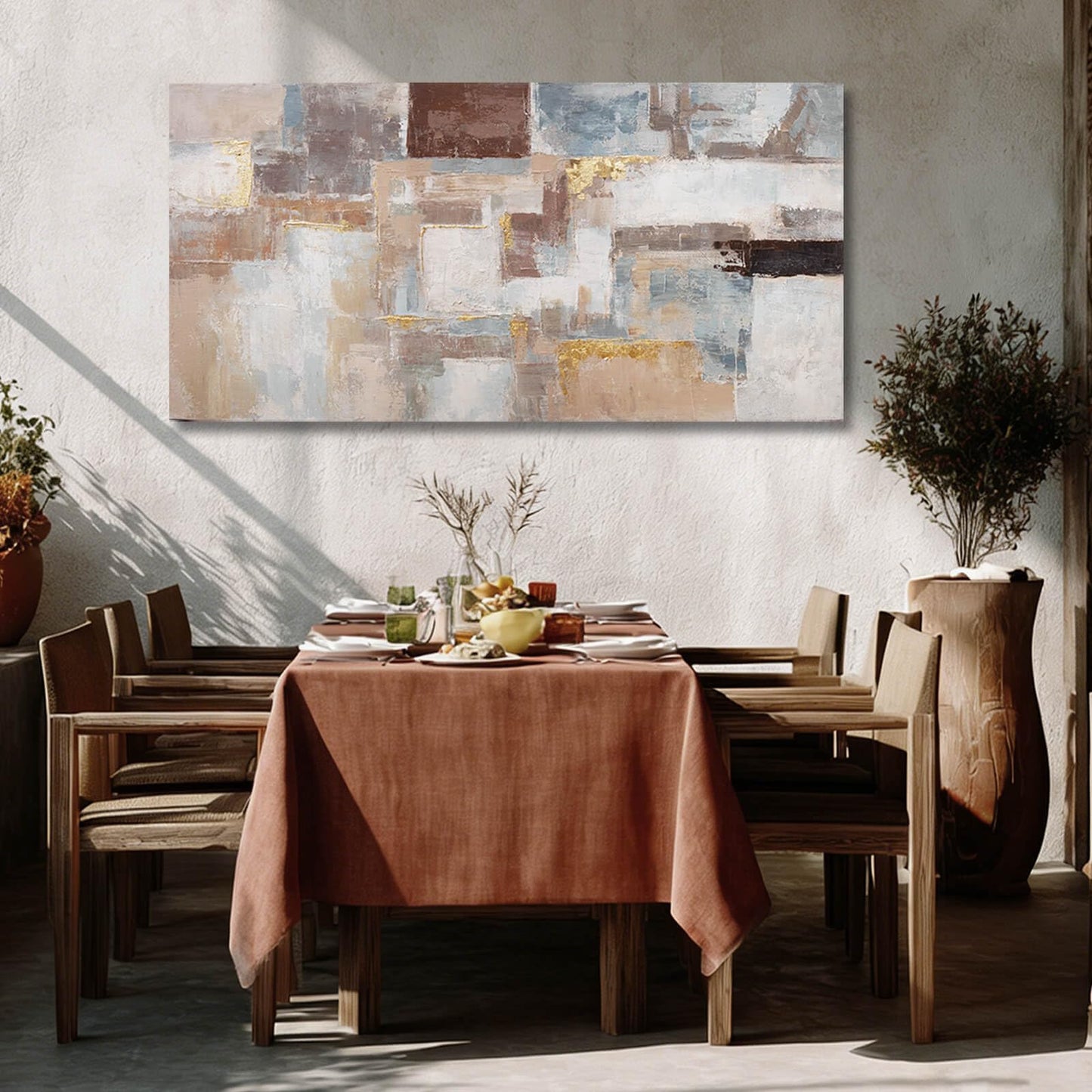 Grey Pictures Wall Art Framed Canvas Prints Abstract Wall Decor Contemporary Artwork for Dining Room Office 24"x 48" Home Decorations