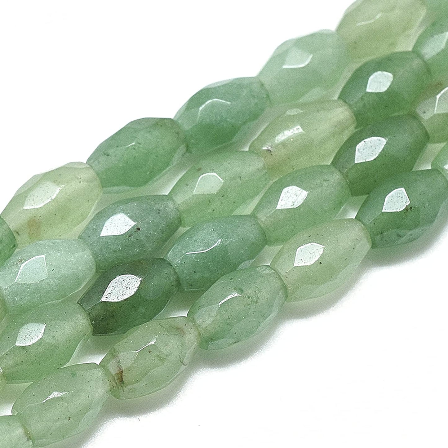 Fashewelry 20pcs Natural Green Aventurine Gemstone Beads 9x6mm Faceted Oval Healing Crystal Loose Stone Beads for Jewelry Necklace Bracelet Earring Craft, 8.07 Inch